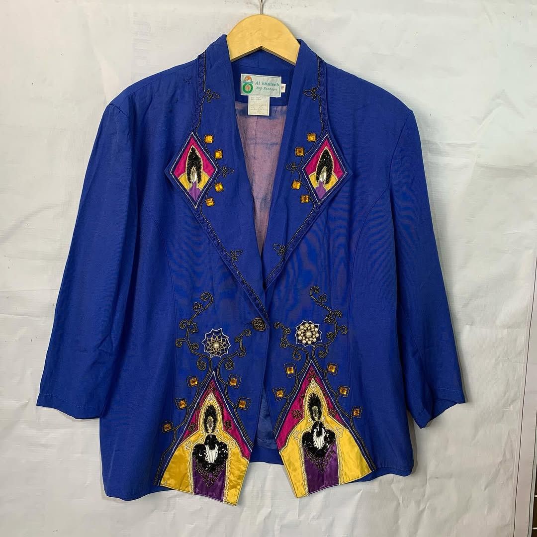 Ethik × Rowing Blazers × Vintage Unisex Blazer Ethnic Blue Size M / US 6-8 / IT 42-44 - 1 Thumbnail
