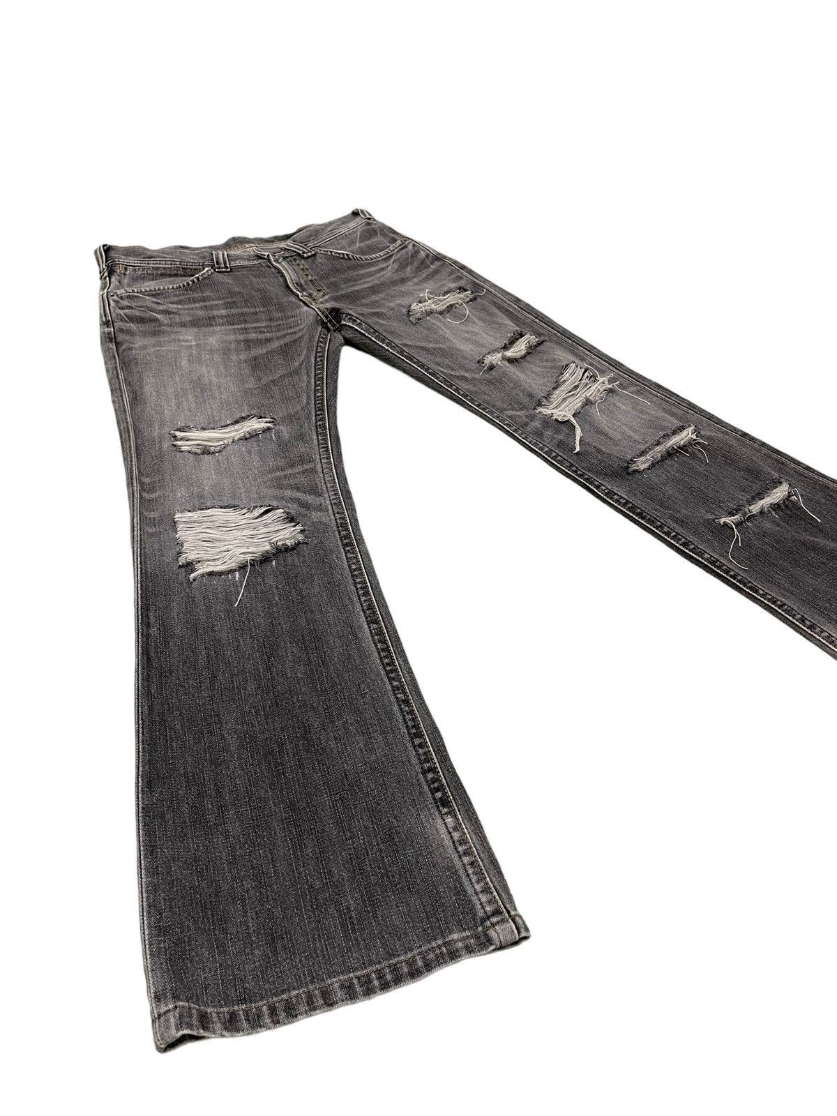 Japanese Brand Flare Jeans Wrangler Over Distress Denim Boot Cut 6🟦4 Size US 31 - 1 Thumbnail