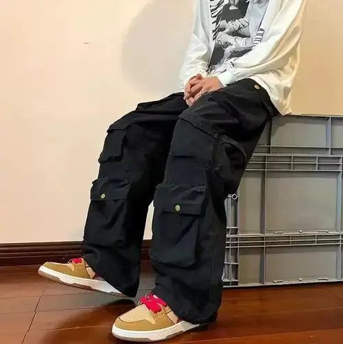 Jean ‼️SALE‼️ Cargo Pants Black- Korean Streetwear Style Pants Size US 30 / EU 46 - 1 Thumbnail