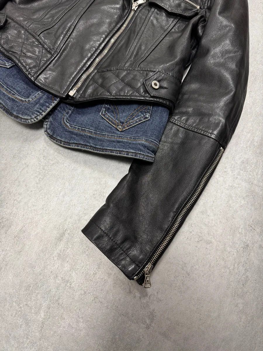Designer × Dolce & Gabbana × Vintage FW2005 Dolce & Gabbana Hybrid Denim Leather Perfecto Jacket Size S / US 4 / IT 40 - 2 Thumbnail