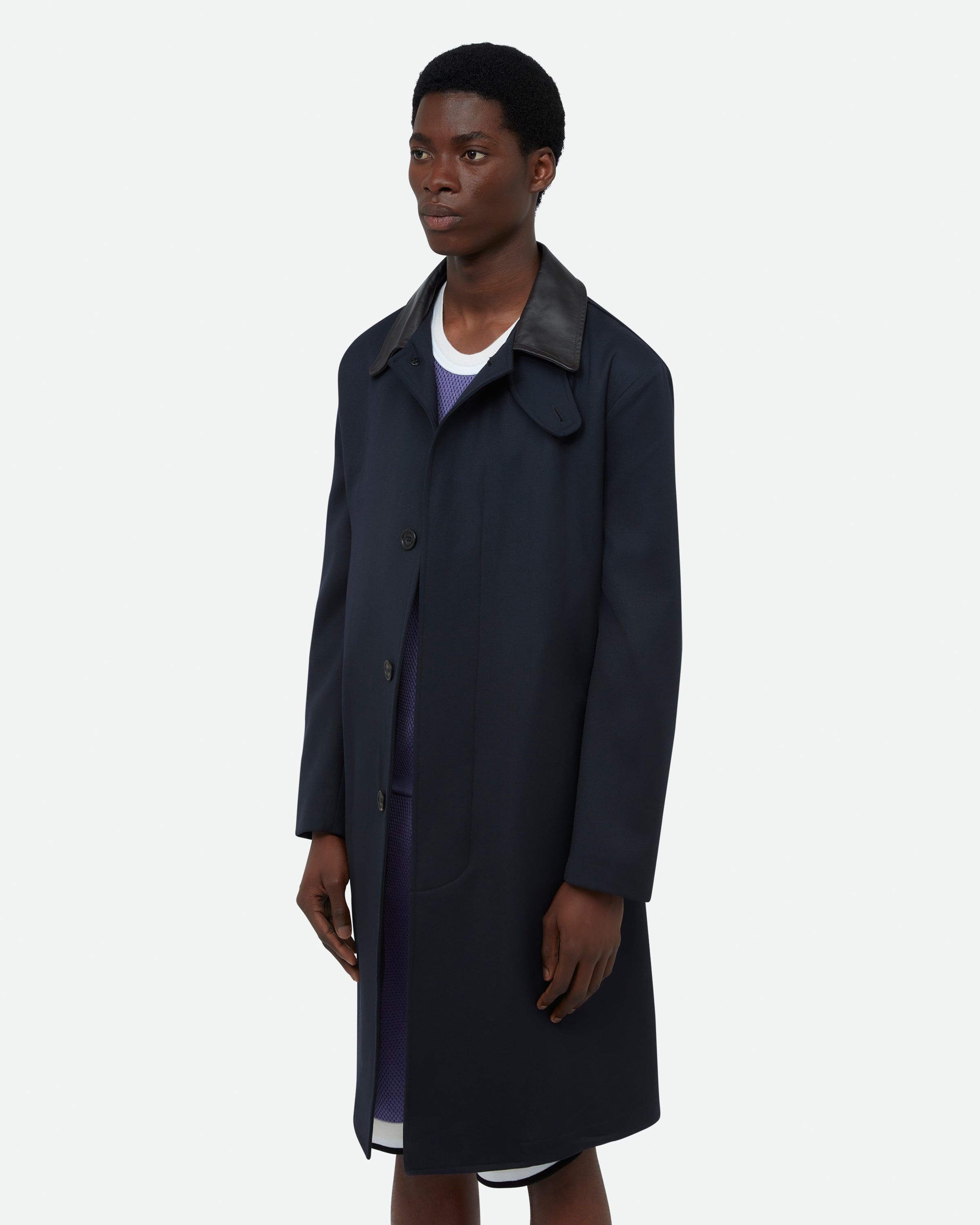 Wales Bonner o1mle0825 Unisex Noon Crombie Car Coat in Navy Size US M / EU 48-50 / 2 - 4 Thumbnail
