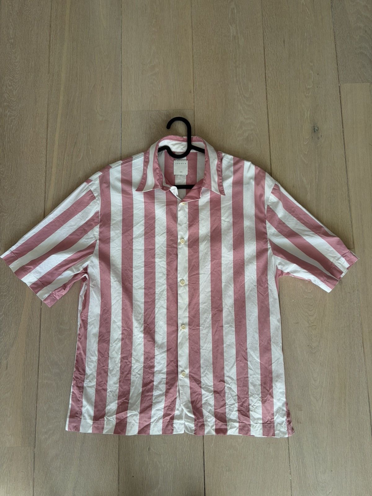 Sandro Beautiful Pink/White striped Sandro box button shirt Size US M / EU 48-50 / 2 - 1 Thumbnail