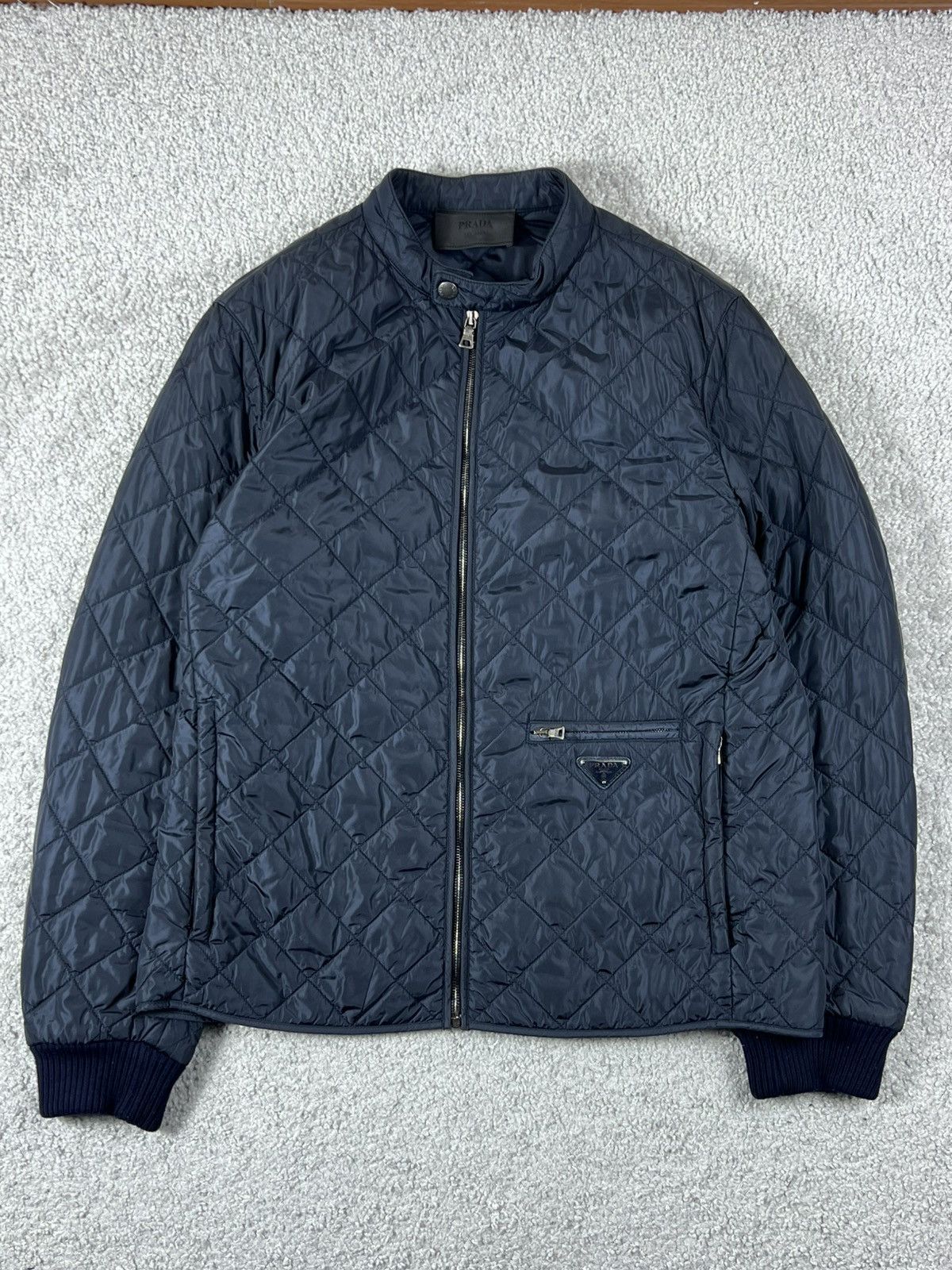 Prada Prada Triangle Quilted Blue Jacket Size L Size US L / EU 52-54 / 3 - 2 Thumbnail