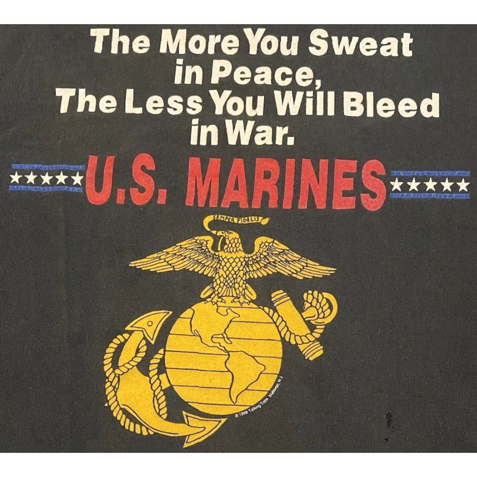 Vintage VINTAGE Marines The Less You’ll Bleed Faded Shirt M Boxy Army USMC Biker Grunge Shirt Mens Black 90s Army Marine Corps Grunge Tee Size US M / EU 48-50 / 2 - 2 Thumbnail