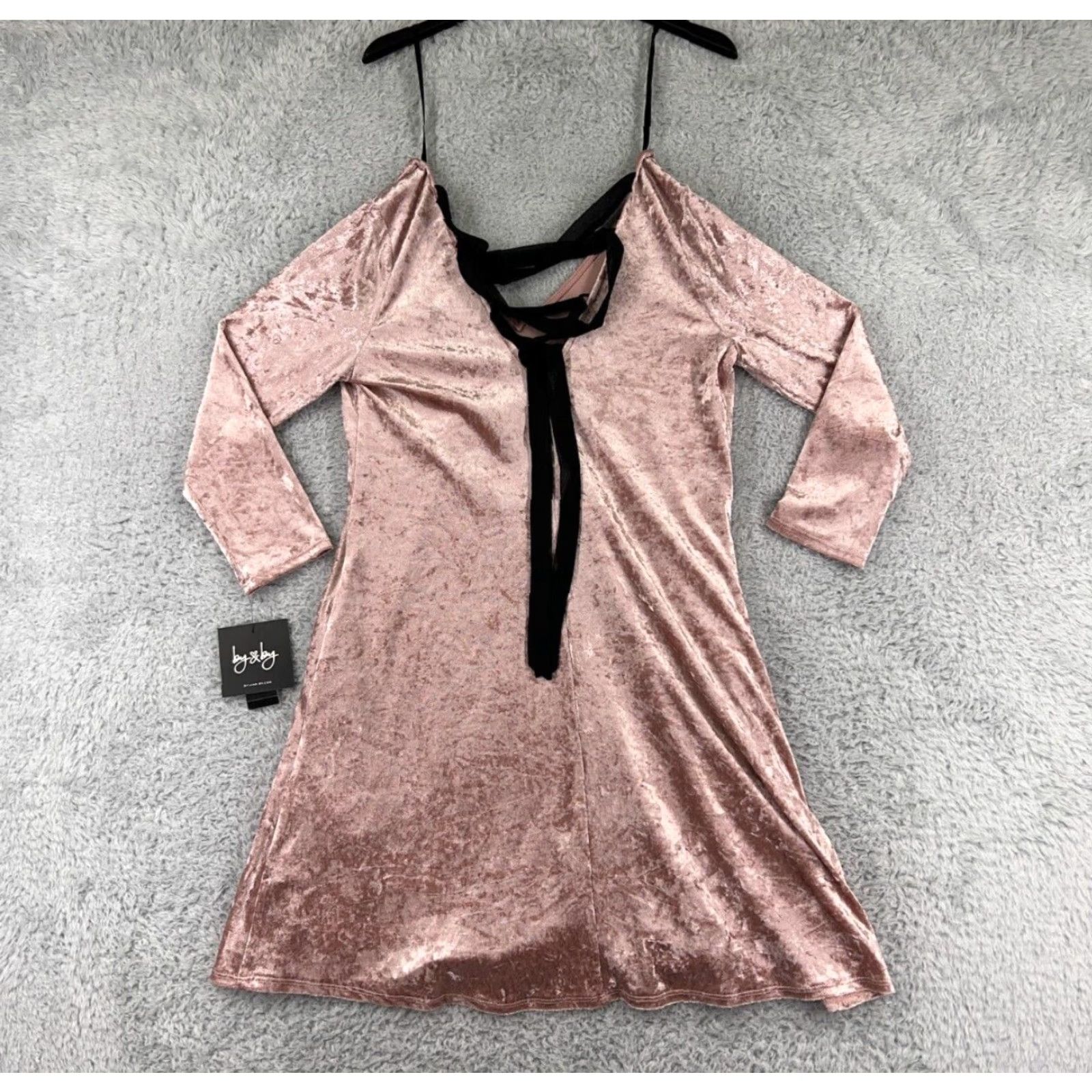 Vintage VINTAGE ByxBy Dress Womens Pink 90s Mini 3/4 Sleeve V-Neck Polyester Size M / US 6-8 / IT 42-44 - 2 Thumbnail