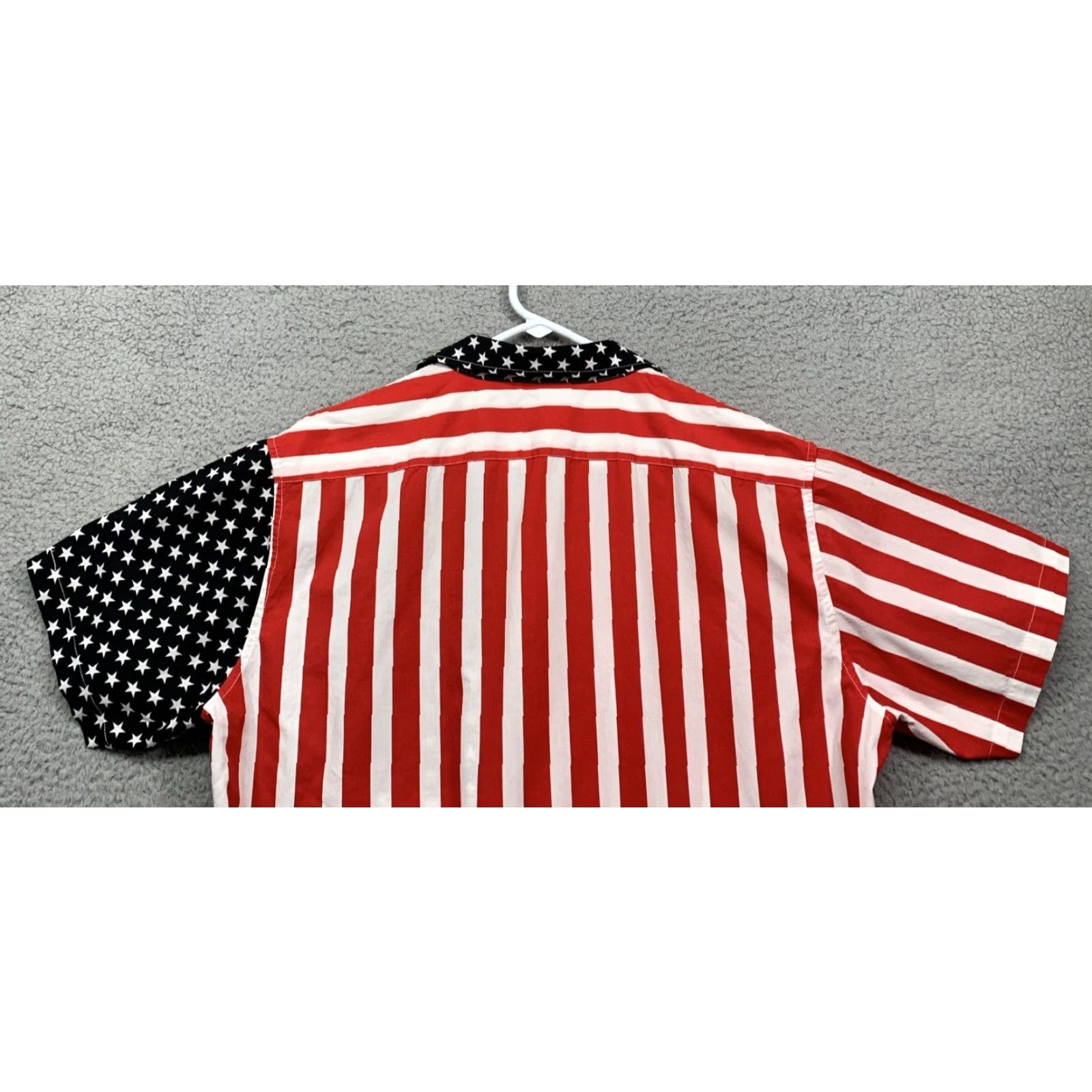 Vintage Xi Peng Women’s Button Shirt XL USA Flag Red White Blue 100% Cotton Blouse Short Sleeve Collared Size XL / US 12-14 / IT 48-50 - 5 Thumbnail