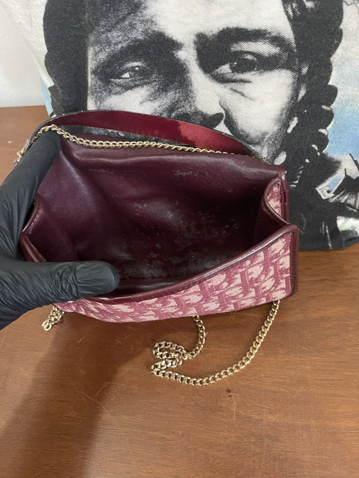 Dior CHRISTIAN DIOR DIORISSMO CHAIN BURGUNDY MONOGRAM CLUTCHBAG Size ONE SIZE - 9 Thumbnail
