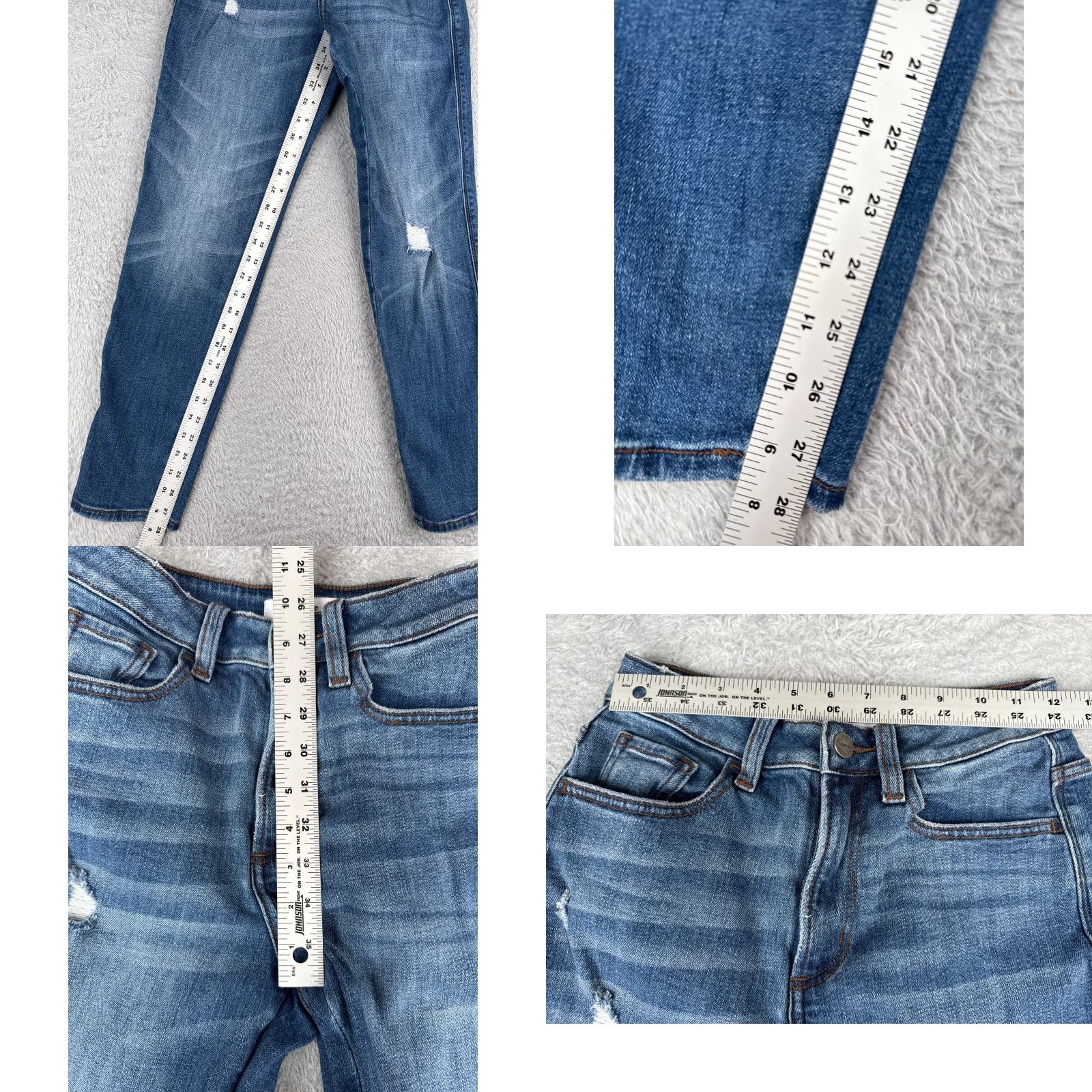 American Eagle Outfitters Ceros Jeans Womens 25 Blue Distressed Skinny Mid Rise Cotton Blend Zip 25x28 Jeans Size 42" / US 20 - 8 Thumbnail