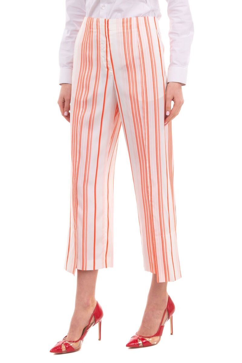 Jil Sander Jil Sander Silk Trousers Striped Cropped Made In Italy Size 30" / US 8 / IT 44 - 1 Thumbnail