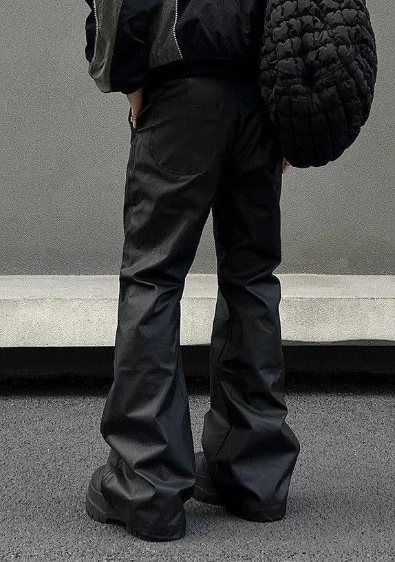 Leather Black Pu Leather Stacked Flare Pants Size US 32 / EU 48 - 3 Thumbnail
