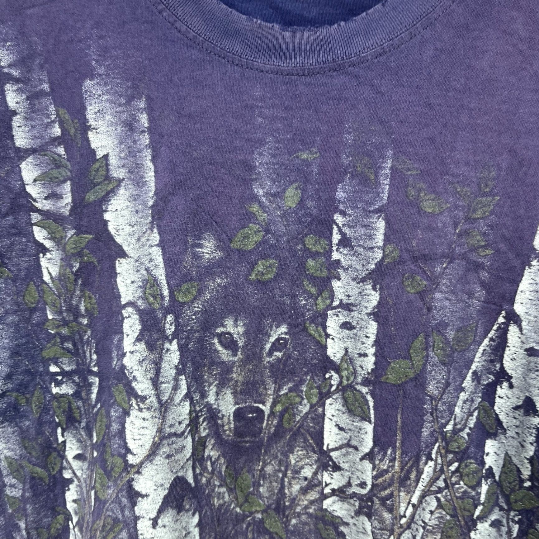 Vintage VINTAGE Wolf Animal Nature Faded T-Shirt Large 90s Mens Blue Cotton Crew Neck Short Sleeve T-Shirt Size US L / EU 52-54 / 3 - 4 Thumbnail