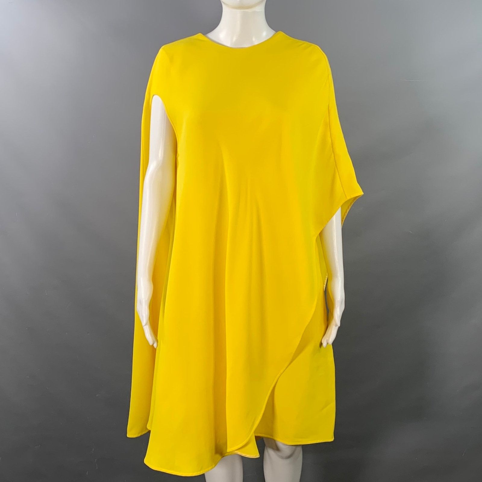 Calvin Klein 205W39NYC 205W39NYC Size 2 Yellow Silk Wool Layered Poncho Dress Size XS / US 0-2 / IT 36-38 - 1 Thumbnail