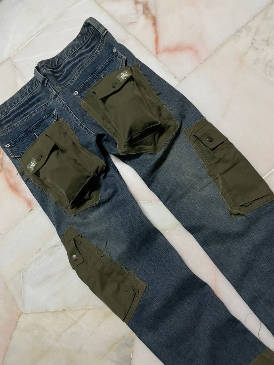 Undercover INSANE💥XIIIth TYPE-P1 RARE DENIM CARGO 3D POCKET SPLIT Size US 33 - 19 Thumbnail