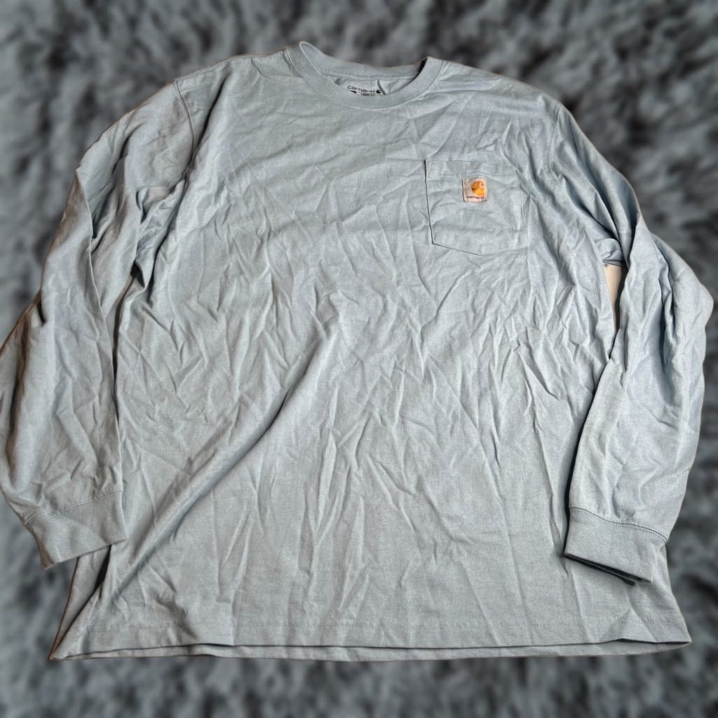 Carhartt Carhartt Men’s XL Long Sleeve Pocket T-Shirt Blue Loose Fit Workwear Logo Size US XL / EU 56 / 4 - 1 Thumbnail