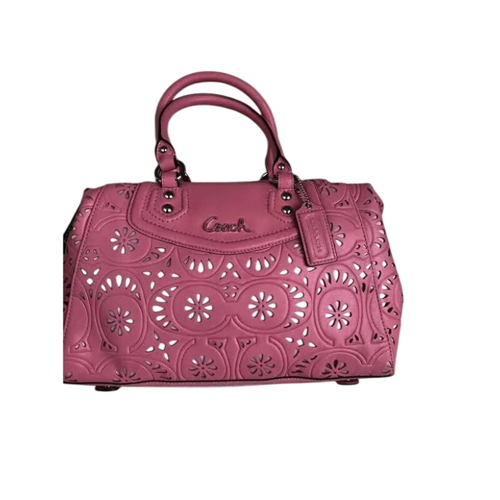 Coach Coach Leather Lace Eyelet Ashley Carryall Purse Pink NWT Size ONE SIZE - 1 Thumbnail
