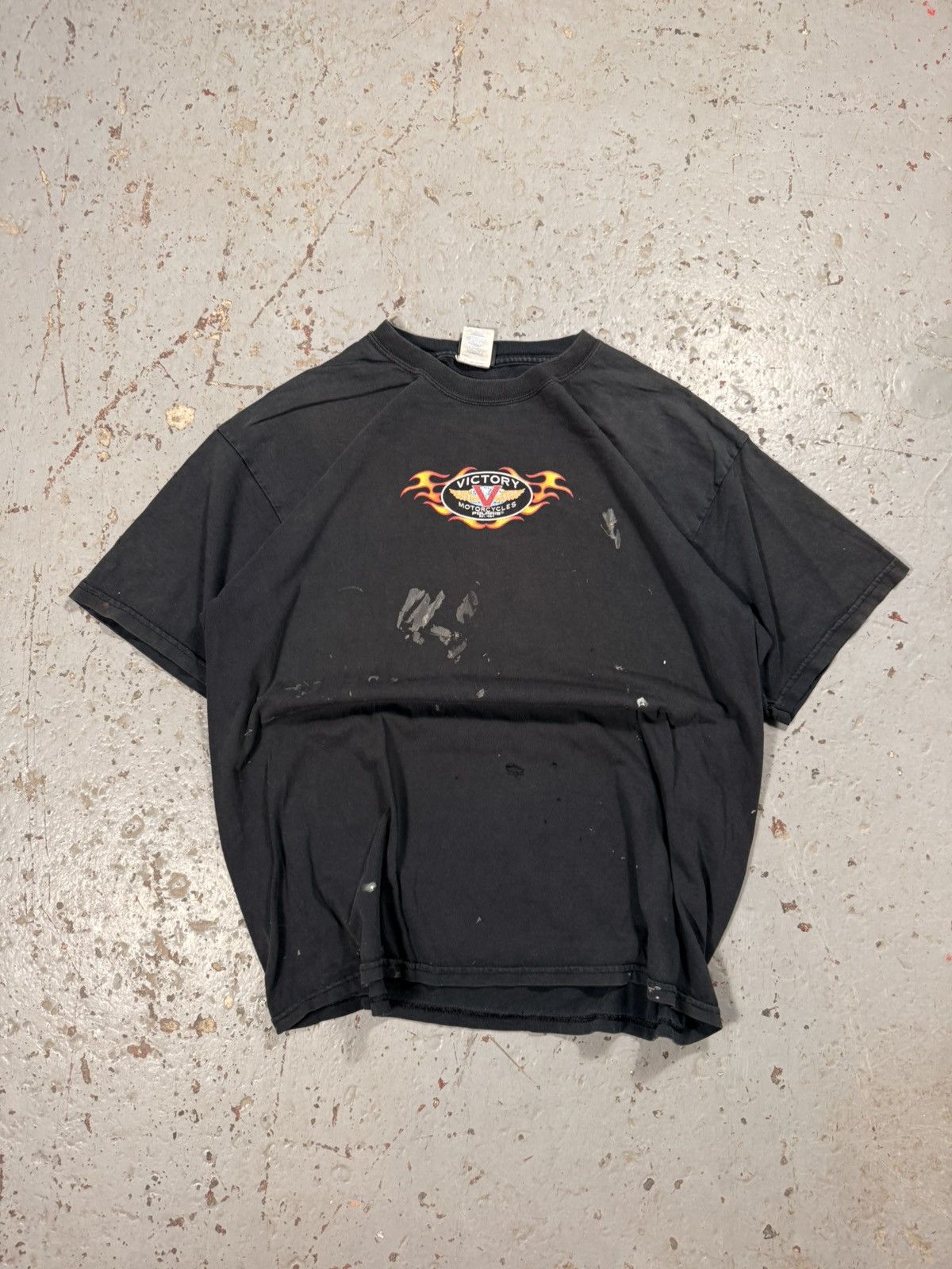 Vintage Vintage Distressed Victory Motorcycle Flame Tee Size US XL / EU 56 / 4 - 1 Thumbnail