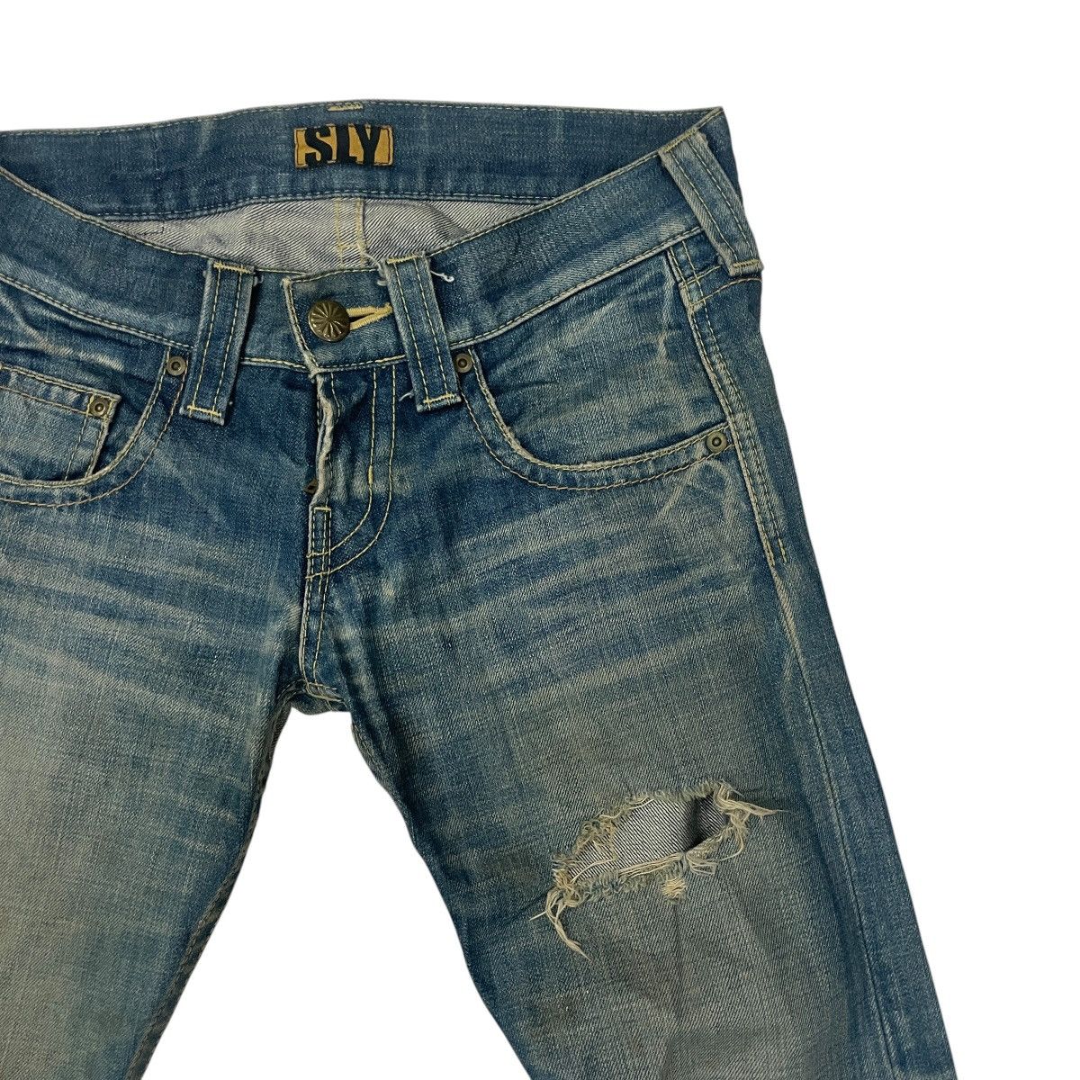 Japanese Brand Vintage Sly Distressed Denim Jeans Size 30" / US 8 / IT 44 - 2 Thumbnail