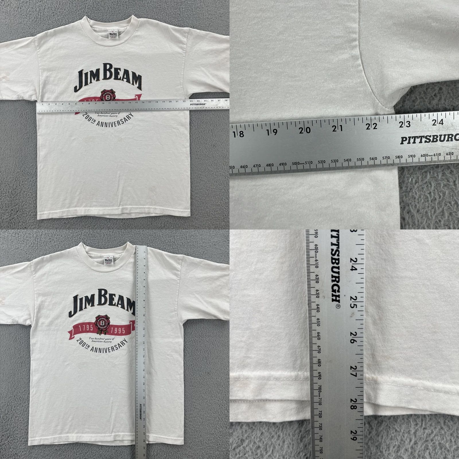 Vintage VINTAGE Murina Mens XL White T-Shirt USA 1995 200th Anniversary Jim Beam Graphic Print Crew Neck Short Sleeve Cotton Size US XL / EU 56 / 4 - 8 Thumbnail