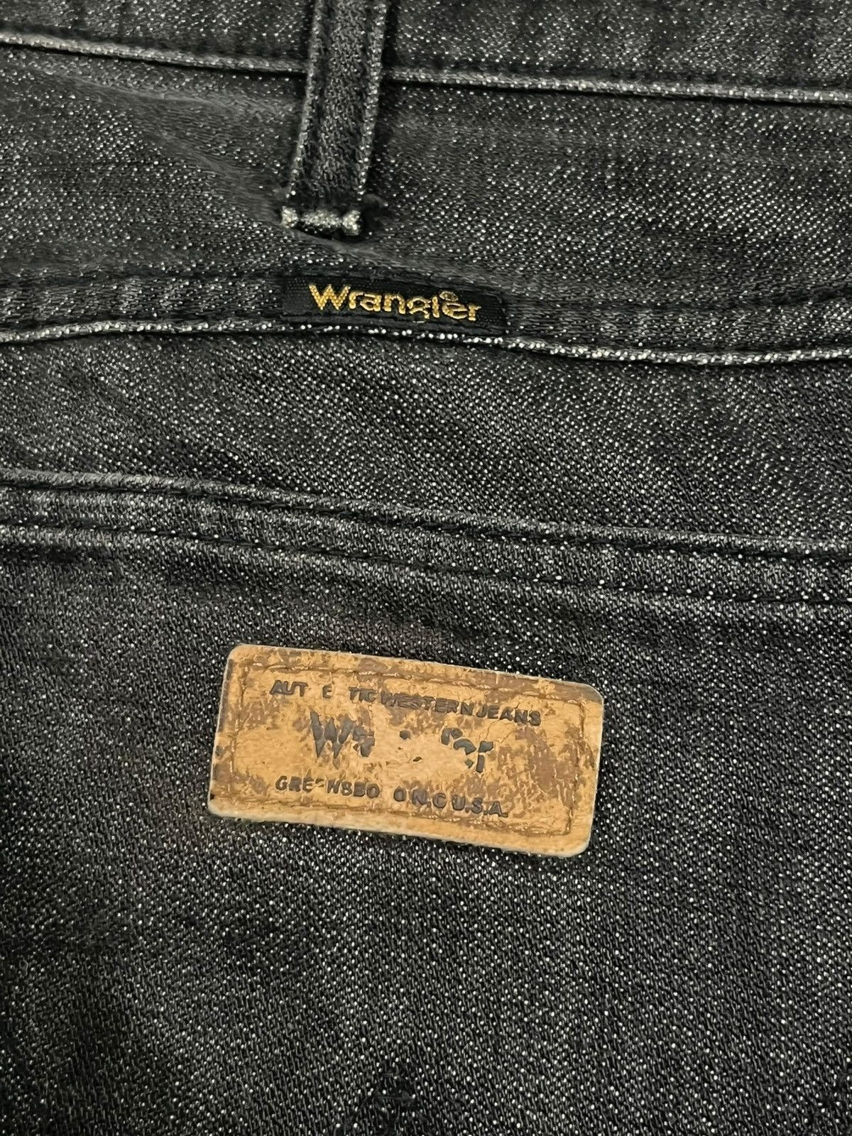 Tornado Mart Vintage Wrangler Black Washed Frayed Leg Flare Jeans Size US 33 - 8 Thumbnail