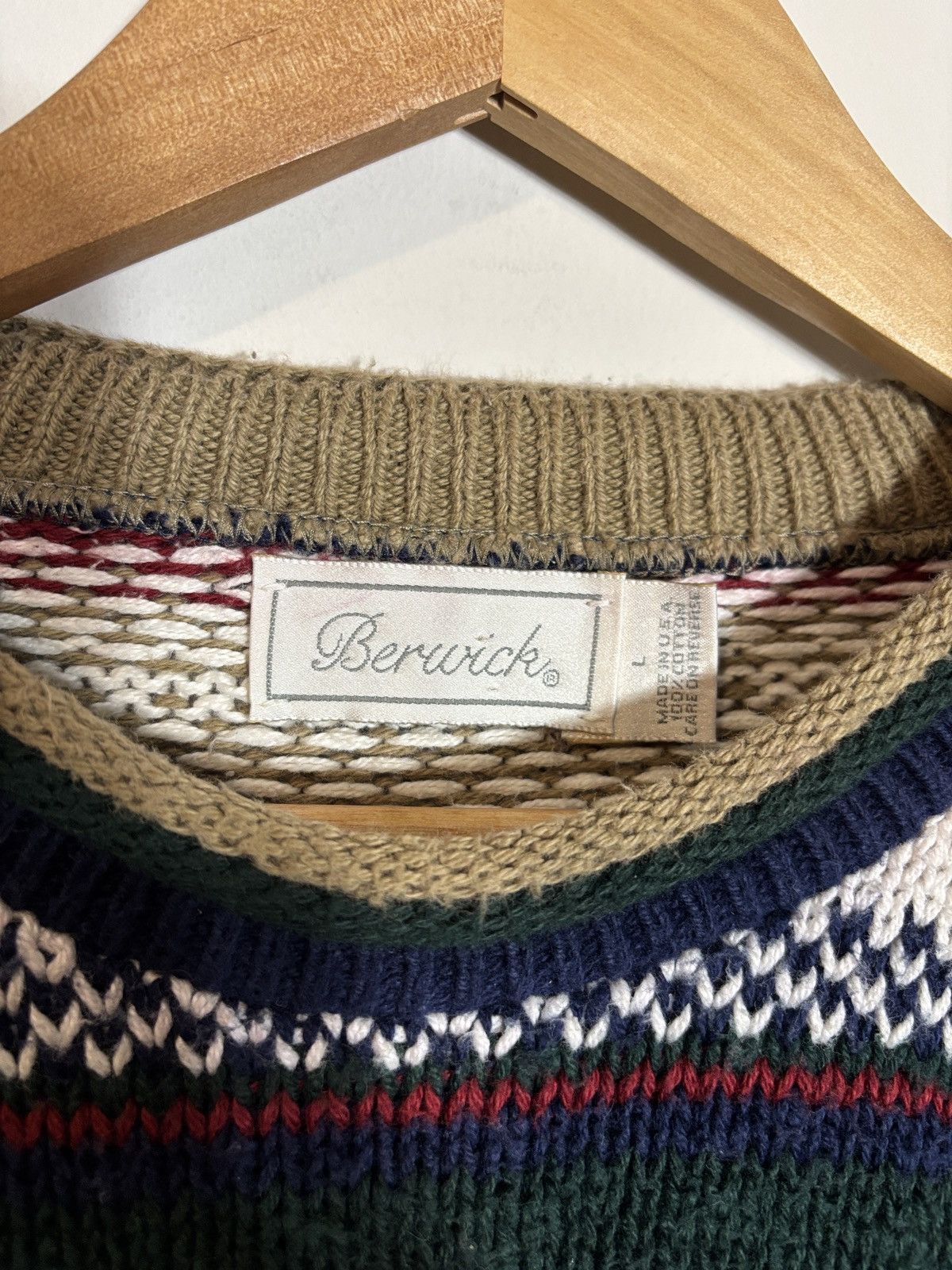Vintage Vintage Berwick Fair Isle Style Sweater Cotton Made in USA L Size US L / EU 52-54 / 3 - 3 Thumbnail
