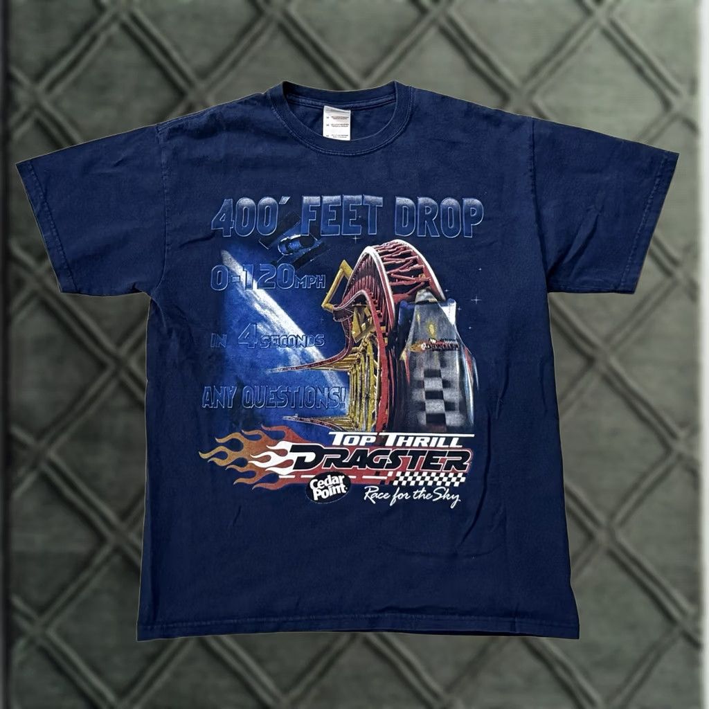 Gildan VINTAGE Top Thrill Dragster Shirt Unisex Adults M Blue Gildan Size US M / EU 48-50 / 2 - 1 Thumbnail