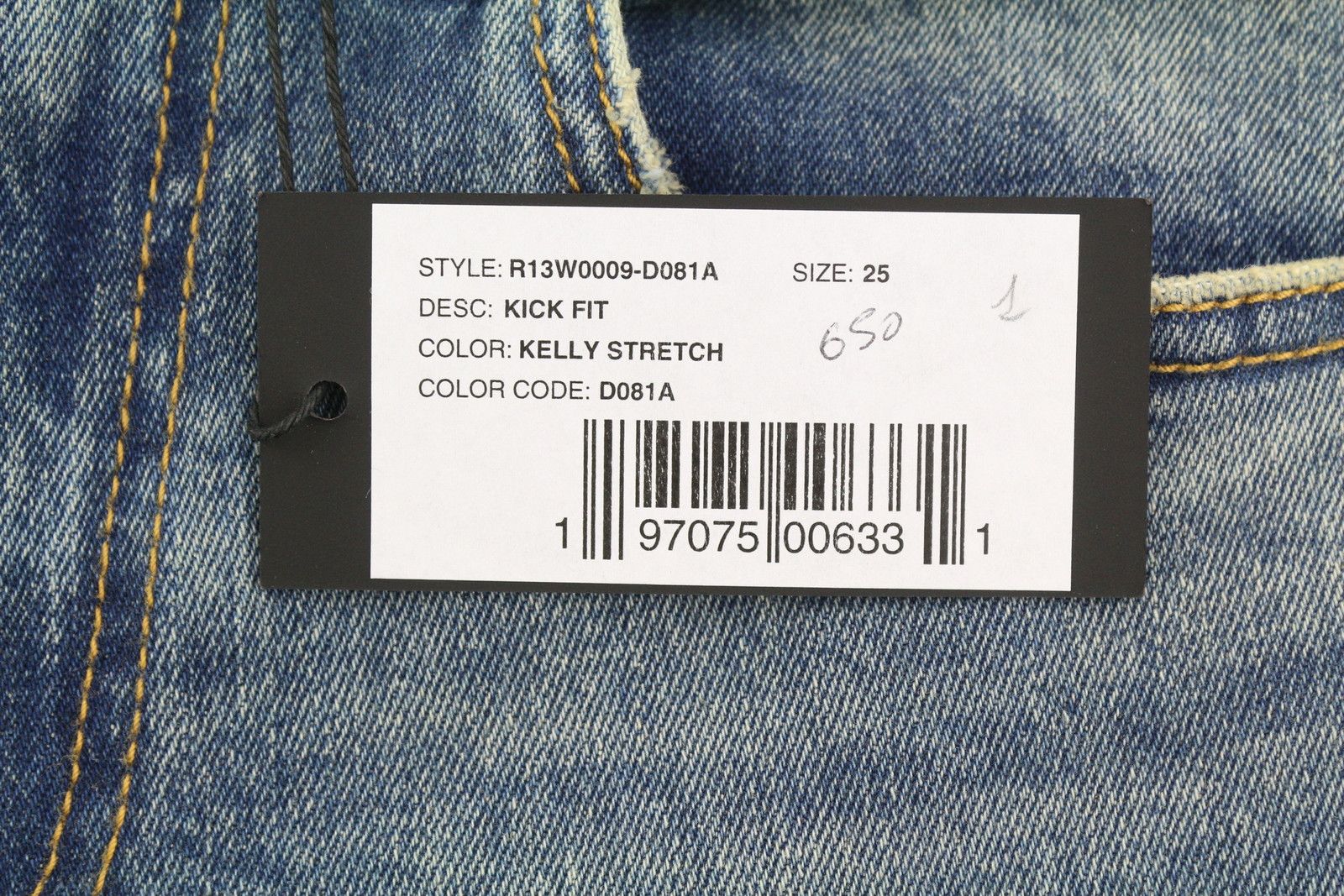 R13 KICK FIT 25 Kelly Stretch Washed Faded Ankle Cropped 86333 Size 25" / US 0 / IT 36 - 8 Thumbnail