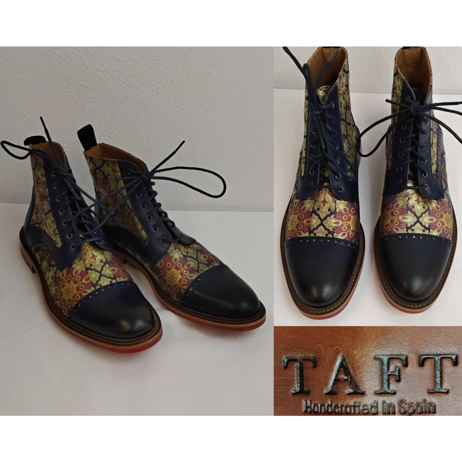 TAFT Taft Jacquard Kashmir Boots Men's EU 41 US 8.5 Blue Leather Size US 8.5 / EU 41-42 - 1 Thumbnail