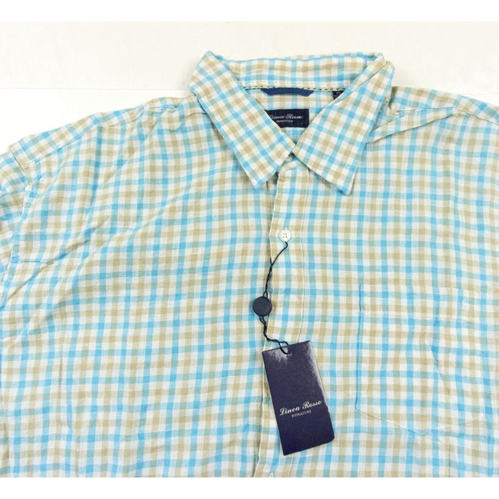 Vintage Linea Rossa Shirt 2XL Blue Linen Cotton Button-Down Collared Long Sleeve Regular Fit Mens Size US XXL / EU 58 / 5 - 2 Thumbnail