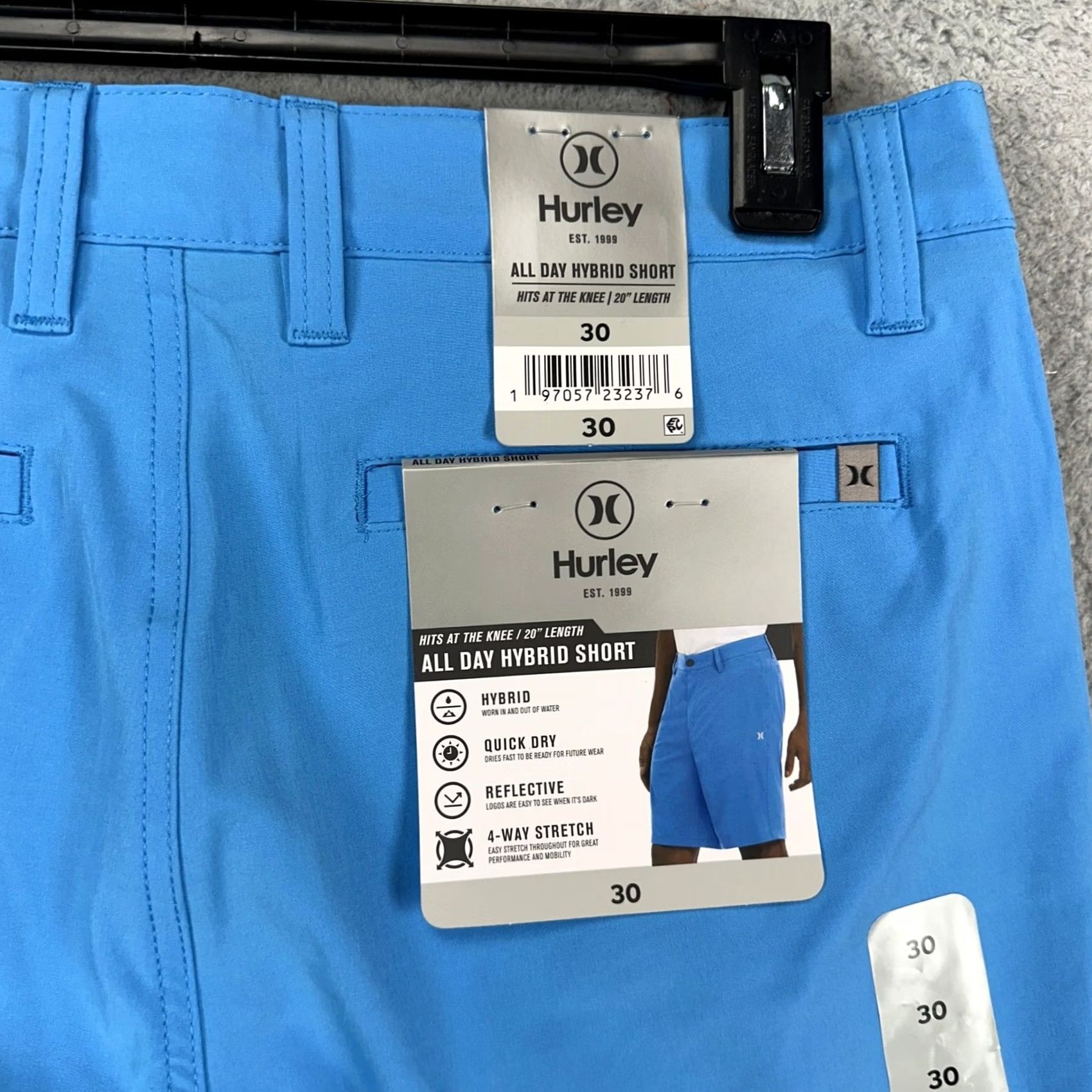 Hurley Hurley Men All Day Hybrid Shorts 30 Blue Flat Front Performance Stretch Golf NEW Size US 30 / EU 46 - 3 Thumbnail
