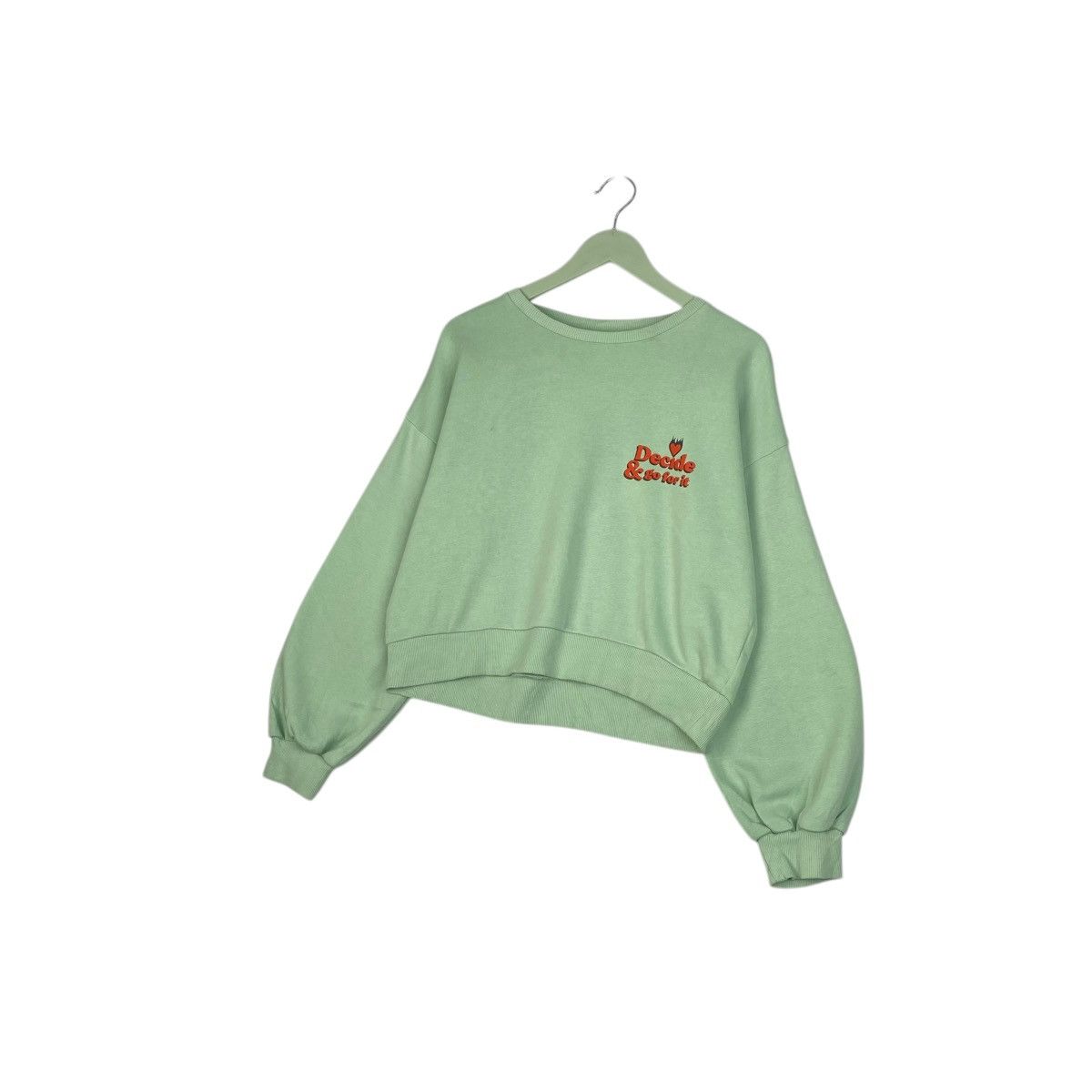 Designer × Vintage Vintage Elle & Gu Embroidered Crewneck Sweatshirt Green Size L / US 10 / IT 46 - 2 Thumbnail