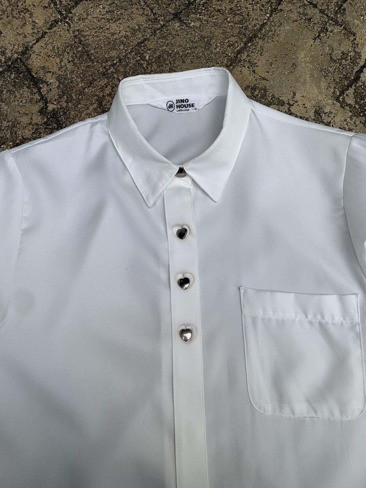 Japanese Brand 2000s Jino House Japan White Love Button up Office Shirt Size M / US 6-8 / IT 42-44 - 4 Thumbnail
