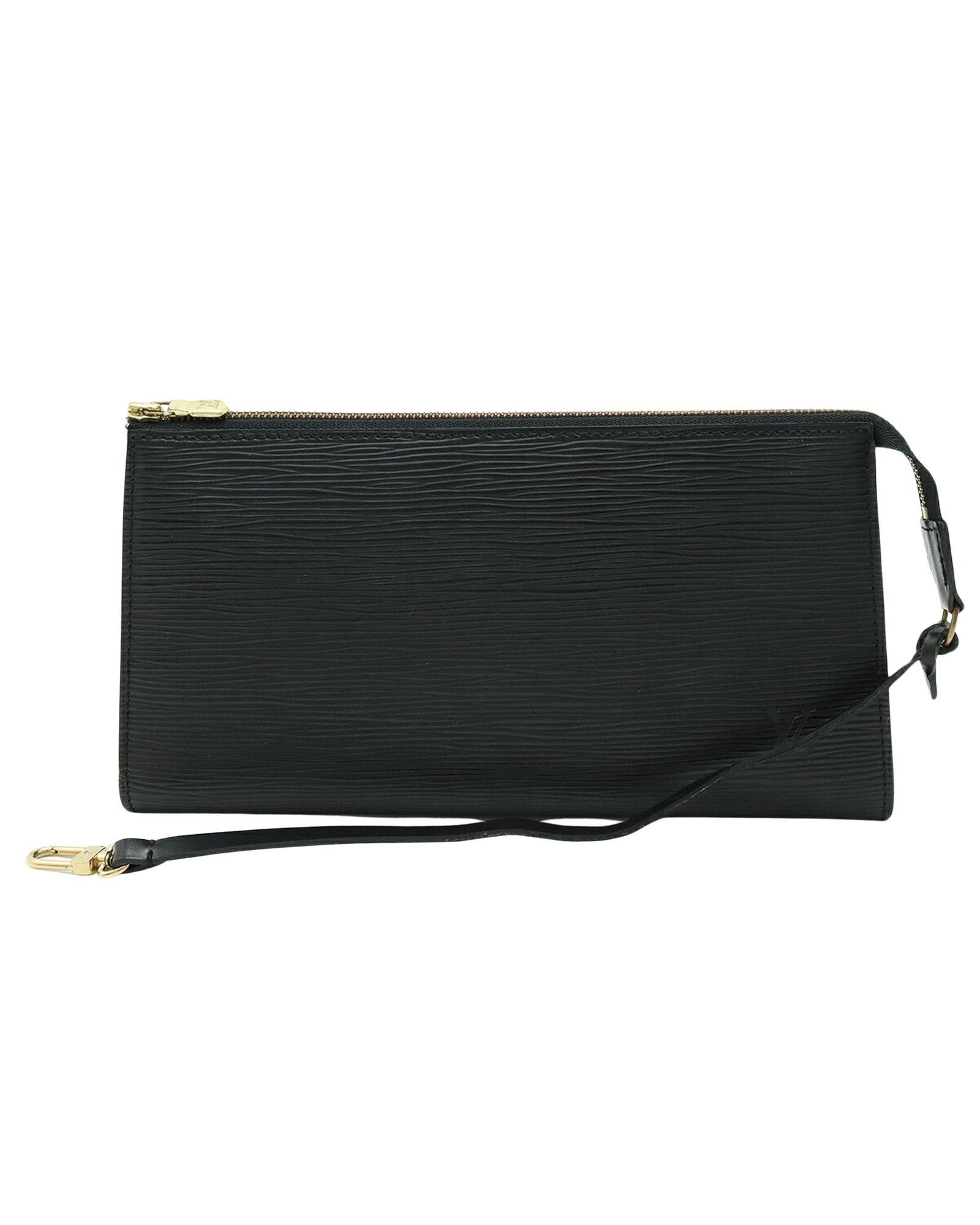 image of Louis Vuitton Black Leather Accessory Pouch By Luxury Designer, Women's
