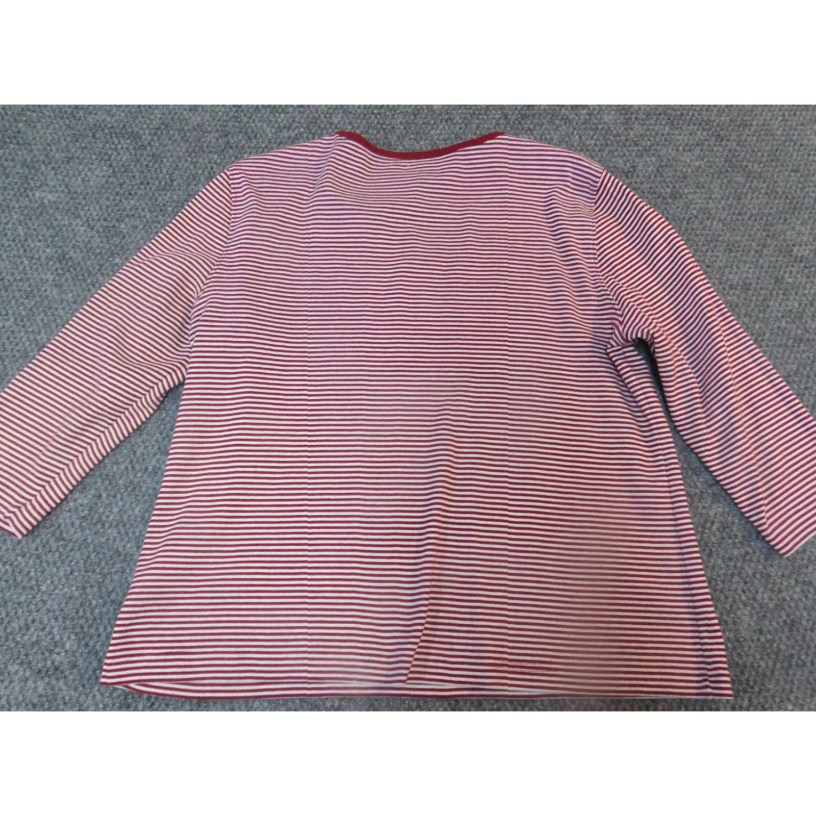 Vintage Sag Harbor Womens Blouse Extra Large Red striped warm stretch sport Size XL / US 12-14 / IT 48-50 - 5 Thumbnail