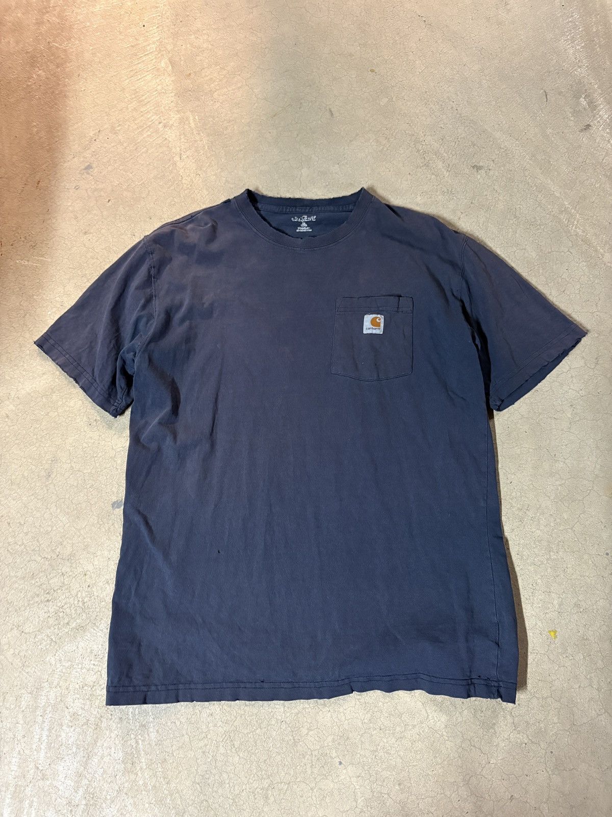 Carhartt VTG 00’s Carhartt Distressed Pocket Tee T-shirt Faded Navy Size US XL / EU 56 / 4 - 1 Thumbnail