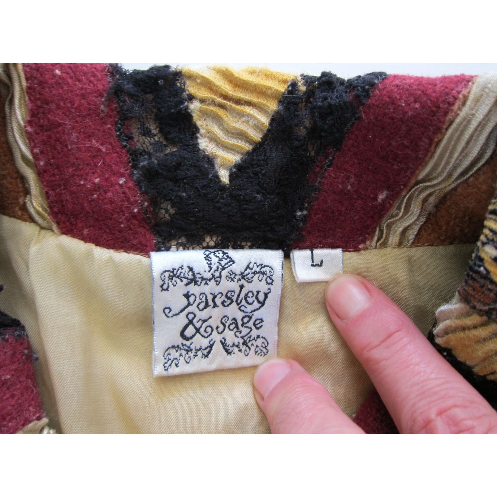 Vintage Vtg Parsley & Sage Cotton Yellow Red Patch Embroidered Collared Button Jacket L Womens Size L / US 10 / IT 46 - 4 Thumbnail