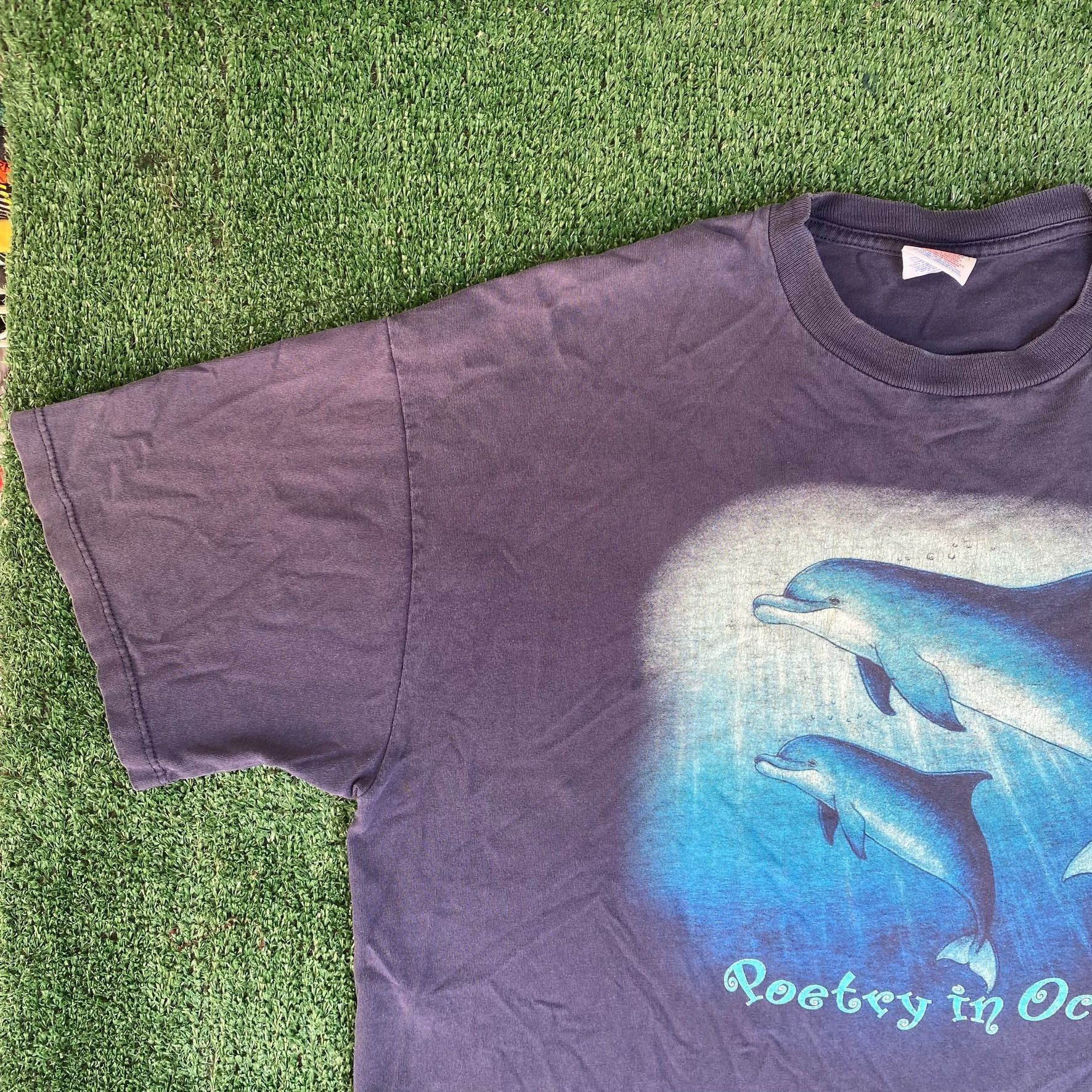 Jerzees Vintage 90s Dolphins Nature Shirt Cute Ocean Animal Art Tee Size US XL / EU 56 / 4 - 2 Thumbnail