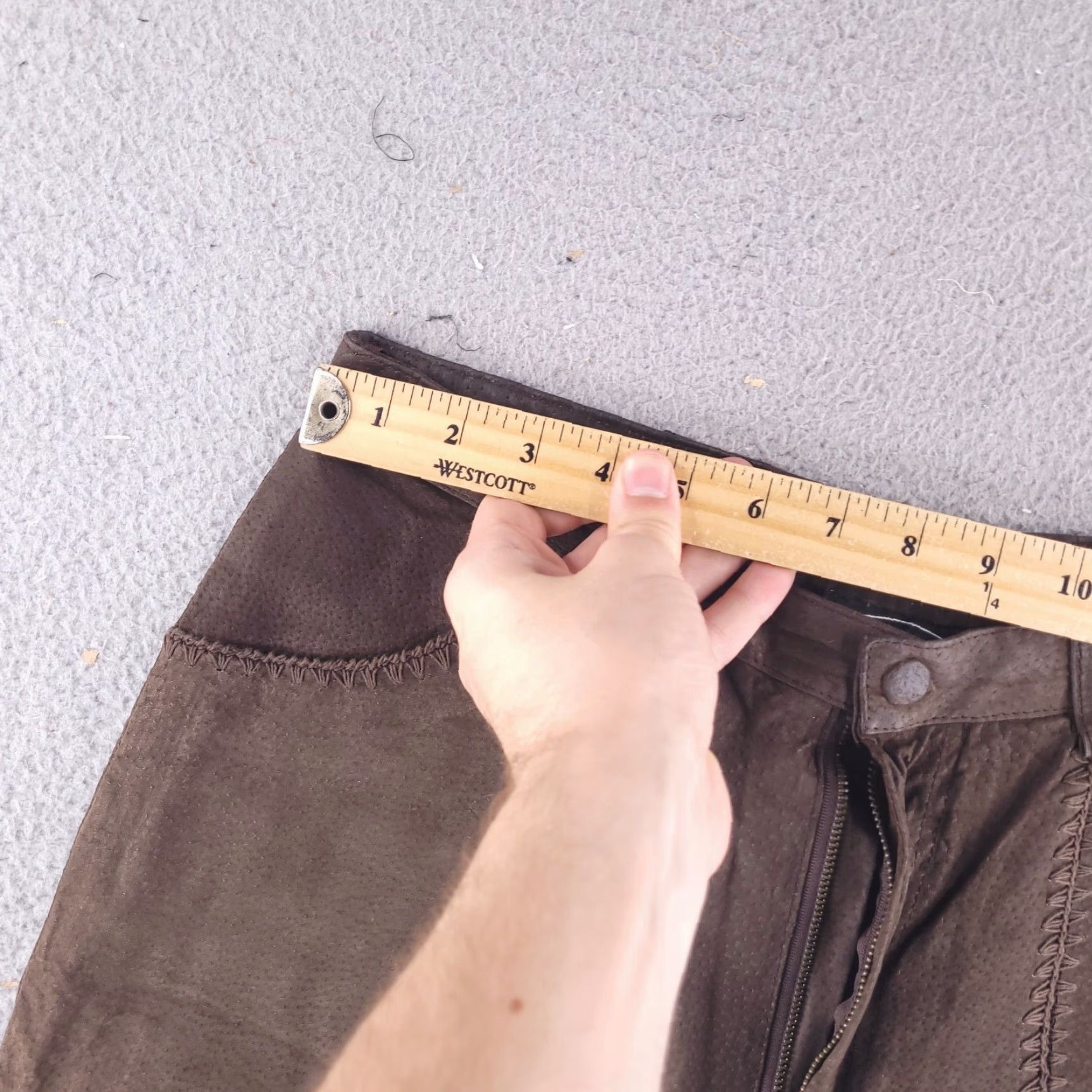 Vintage Selene Sport Pants Unisex 30x29 Brown Leather Patchwork High Rise Real Genuine Chino Straight Size 30" / US 8 / IT 44 - 5 Thumbnail