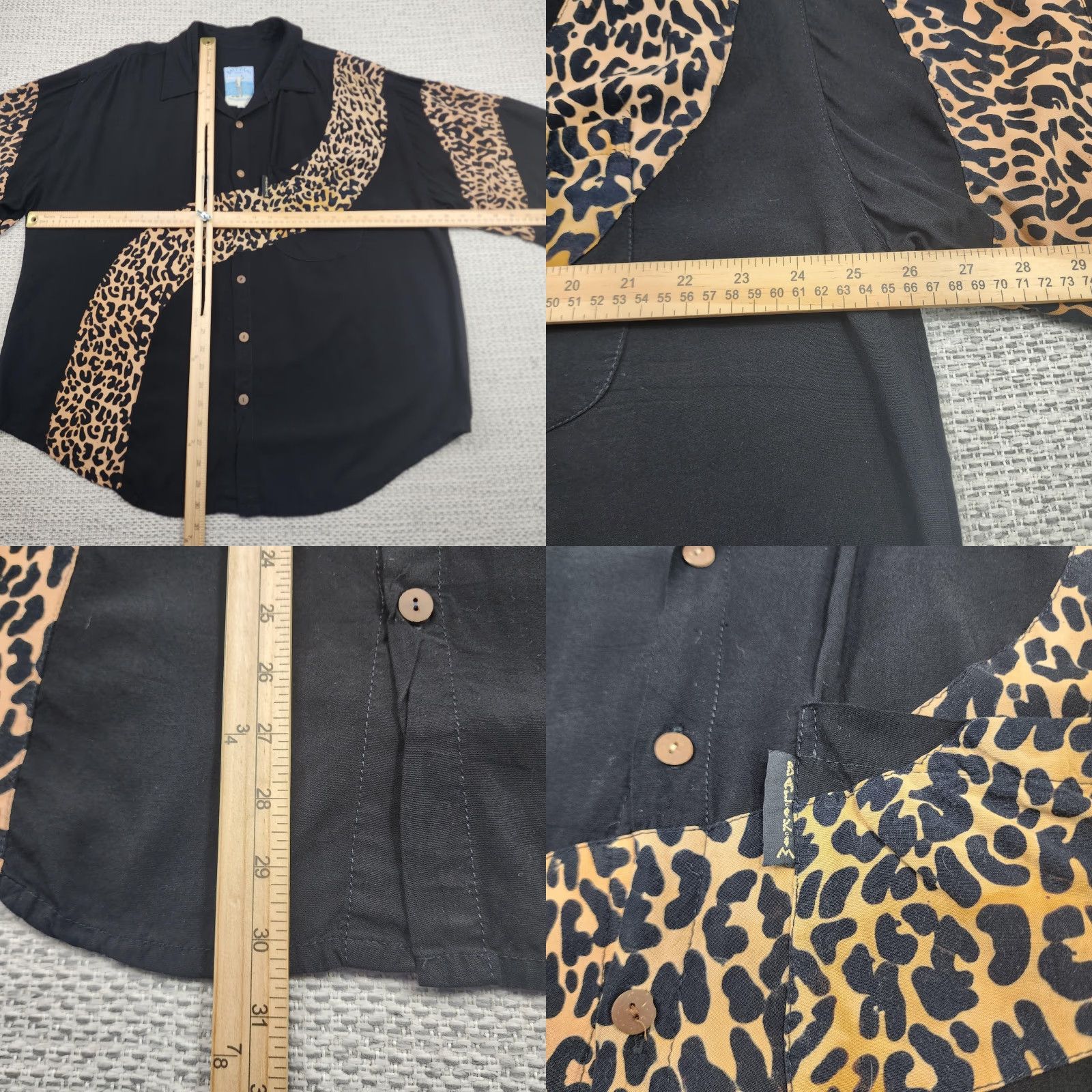 Vintage VINTAGE Bali Kim Aloha Shirt Mens Medium Black Leopard Print Button Up Short Sleeve Size US M / EU 48-50 / 2 - 8 Thumbnail