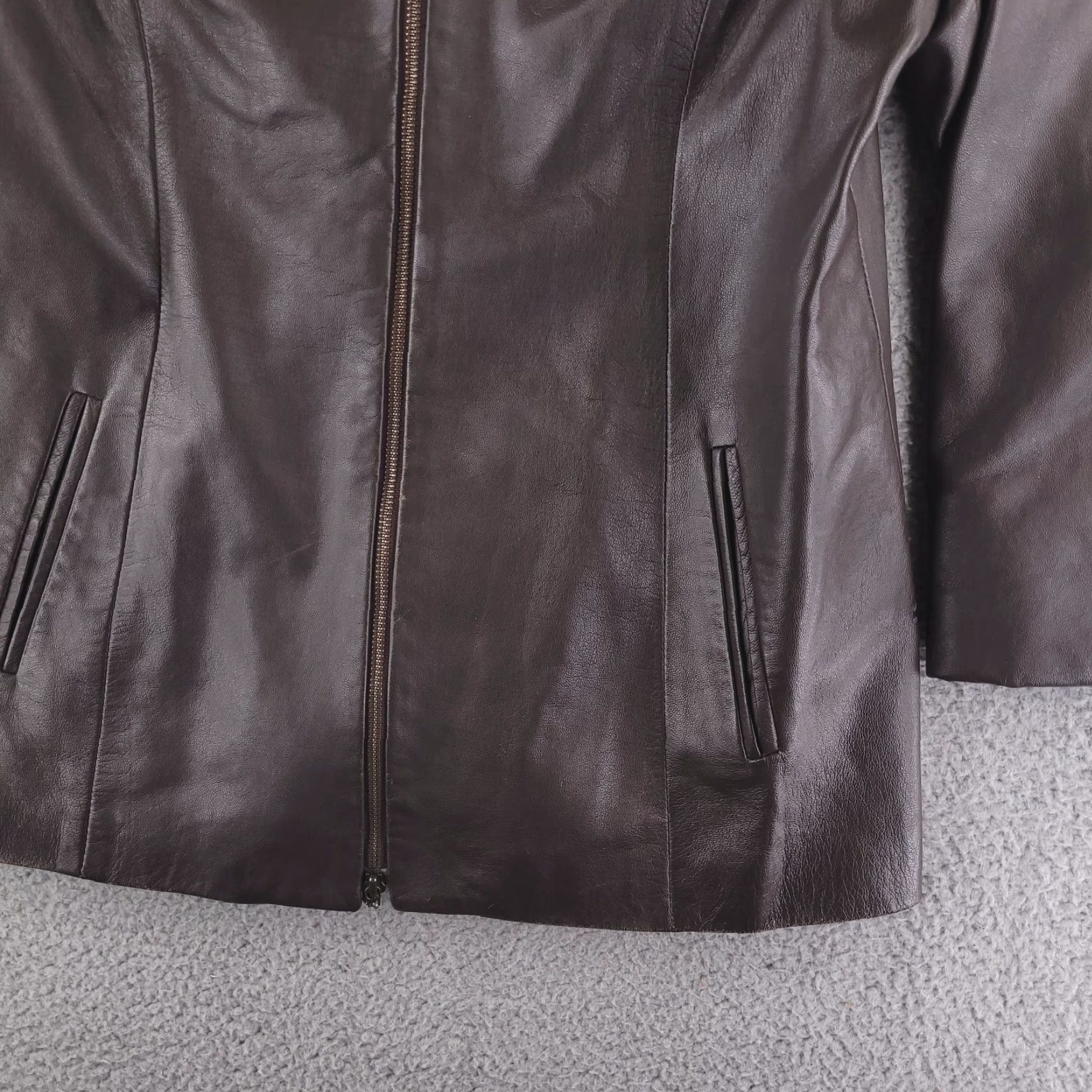 Vintage VINTAGE Borgo Antico Jacket Womens Large Brown Leather EU 46 Made in Italy Zip Retro Size L / US 10 / IT 46 - 4 Thumbnail