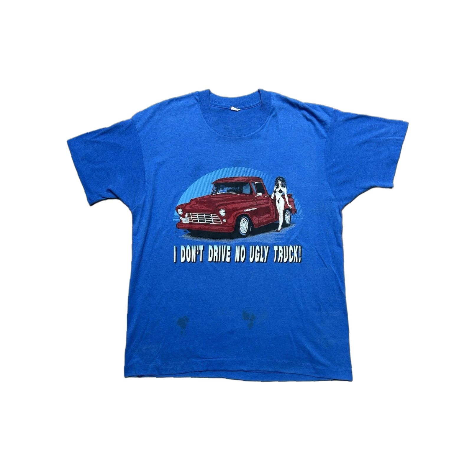 Vintage Vintage XL Blue I don’t drive no ugly truck babe funny soft screen stars T shirt Men Size US XL / EU 56 / 4 - 1 Thumbnail