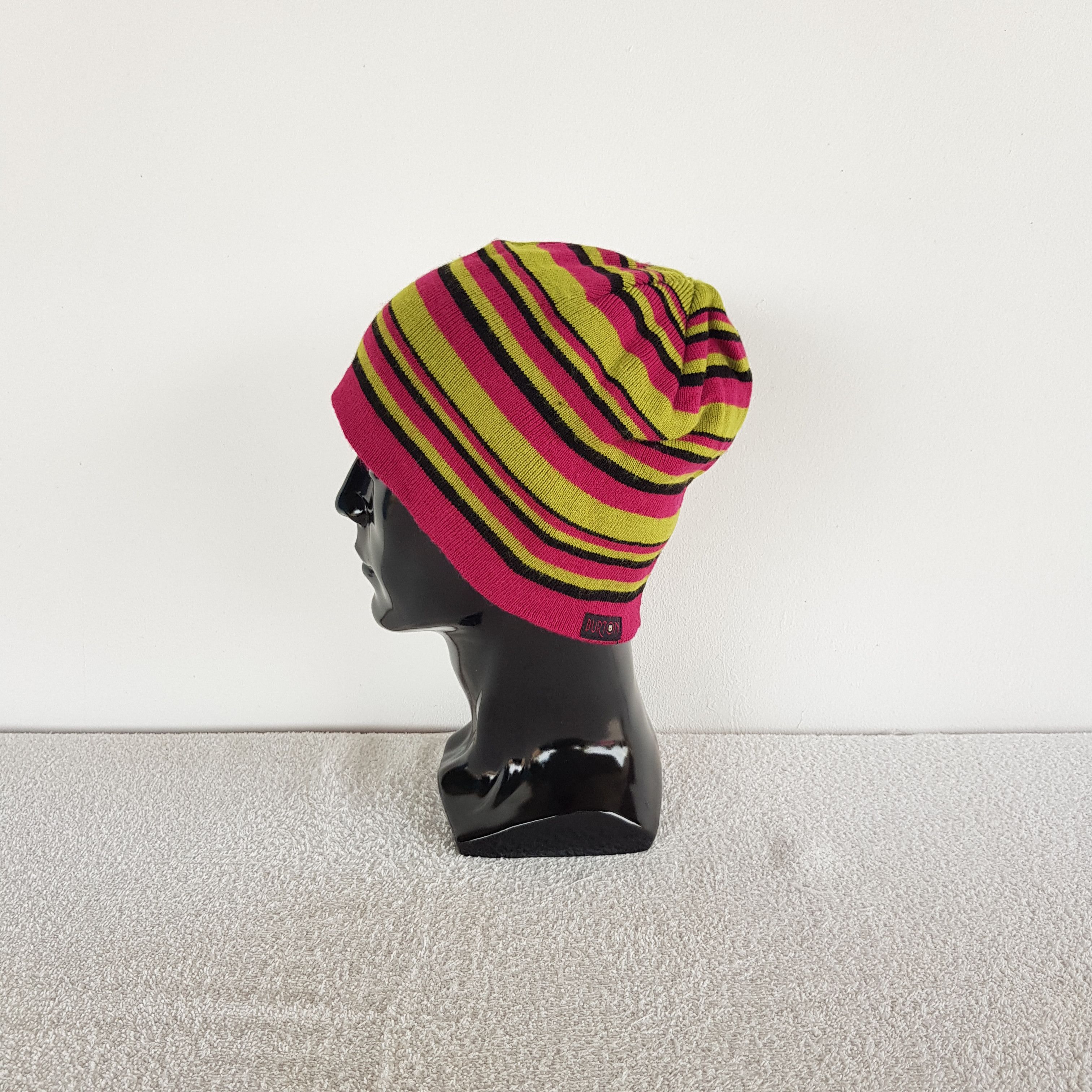 Burton Vintage Burton Fleece Beanie 90s Stripe Snow Caps Hats Size ONE SIZE - 5 Thumbnail