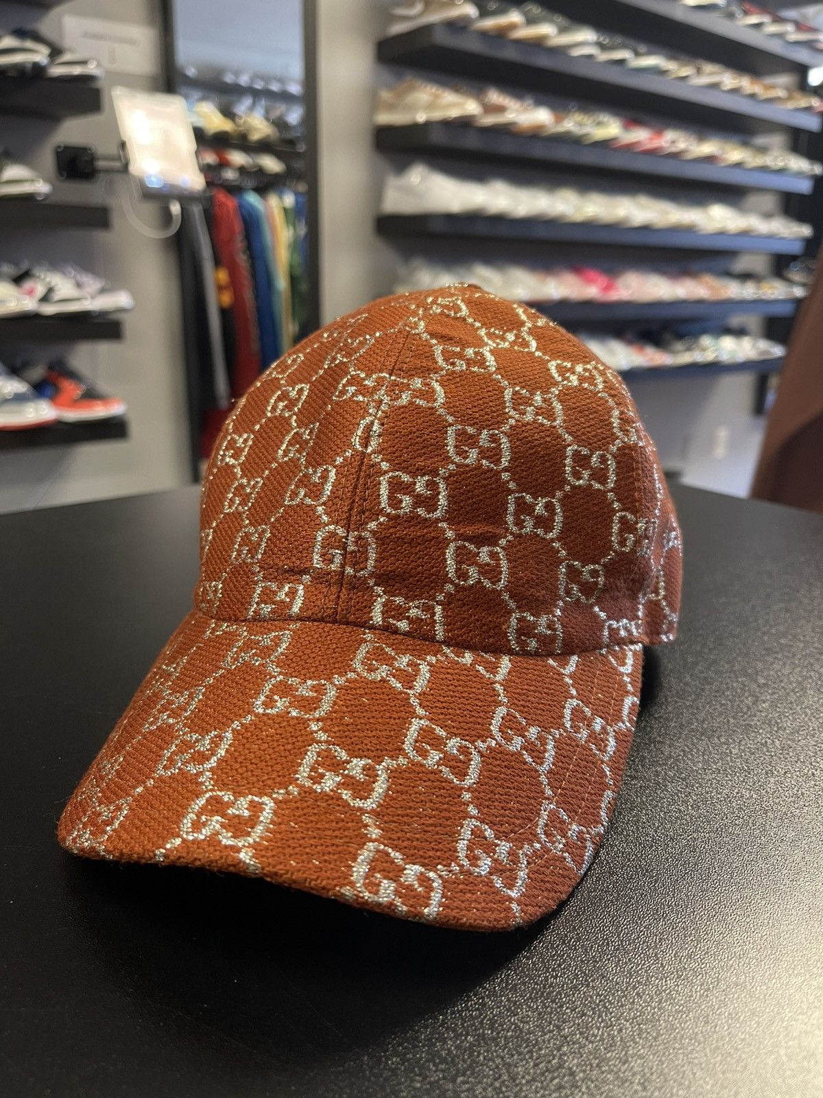 Gucci Gucci GG Monogram Lame Baseball Hat Rust/Silver Very Clean Size ONE SIZE - 2 Thumbnail