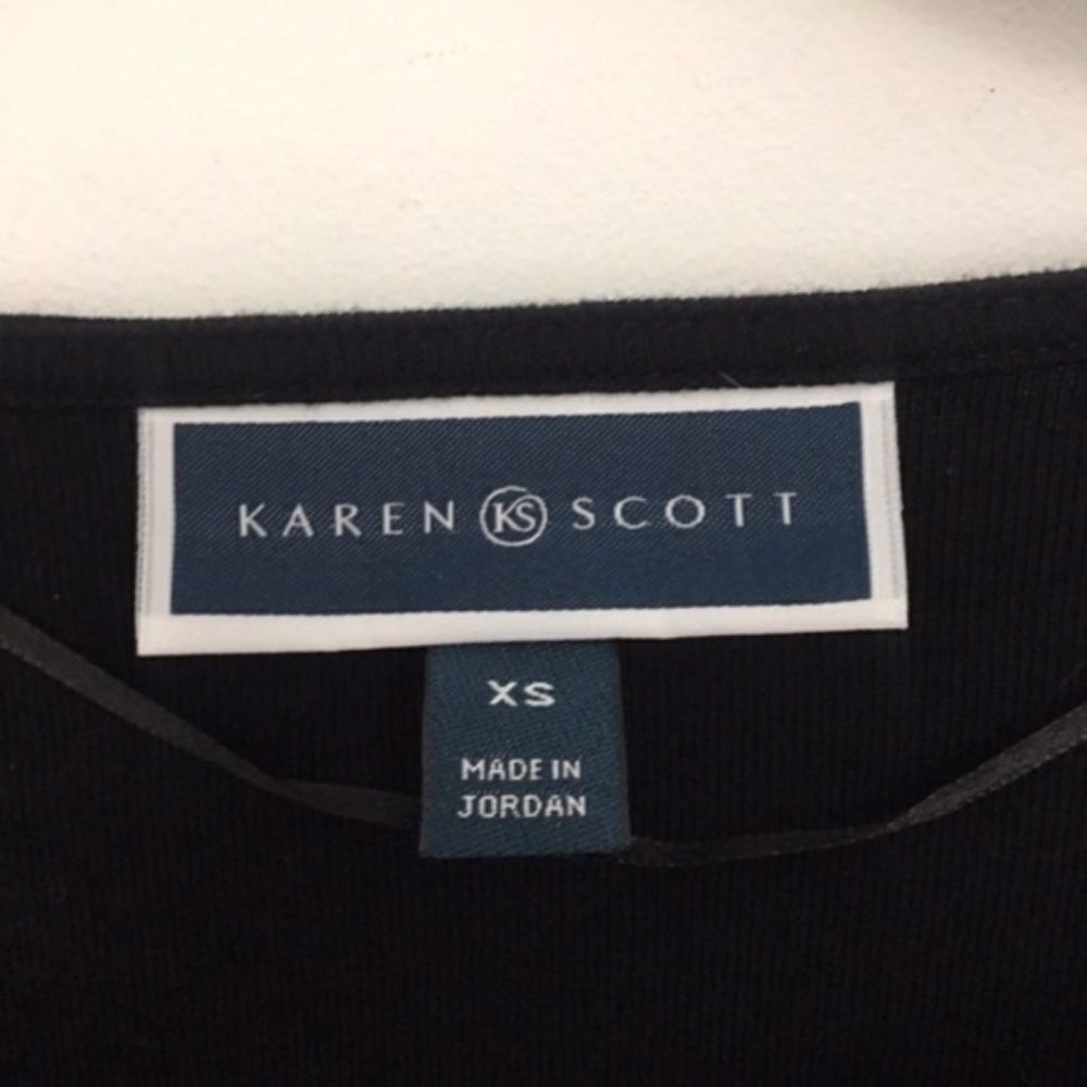Other Karen Scott Black 3/4 Sleeve Top | XS | Silver Bar Neckline Size XS / US 0-2 / IT 36-38 - 3 Thumbnail