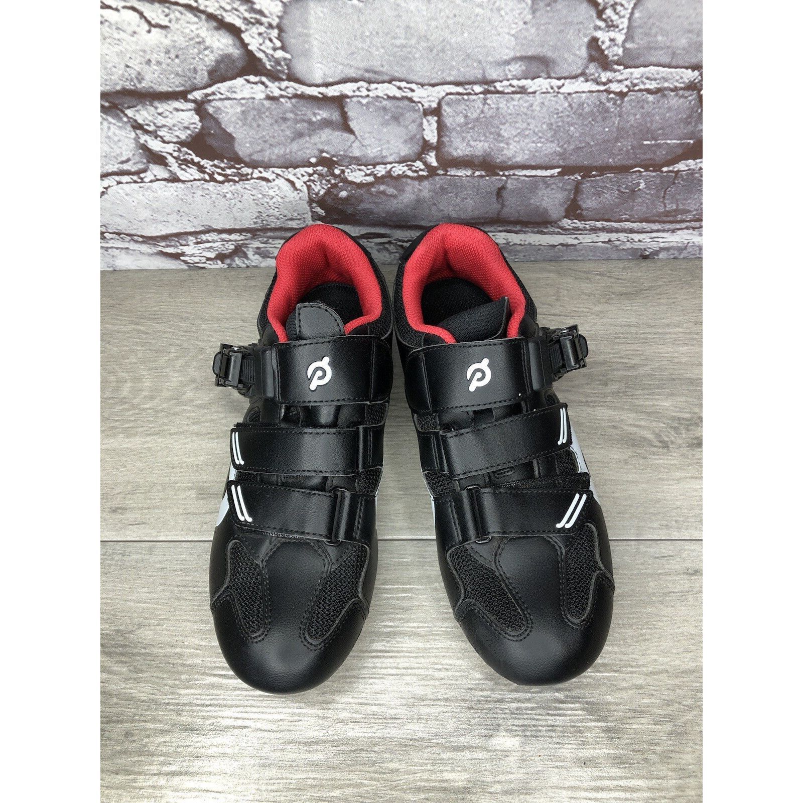 Other Peloton Cycling Shoes Black Leather Mesh White Red Strap Wom Size US 6.5 / IT 36.5 - 15 Thumbnail