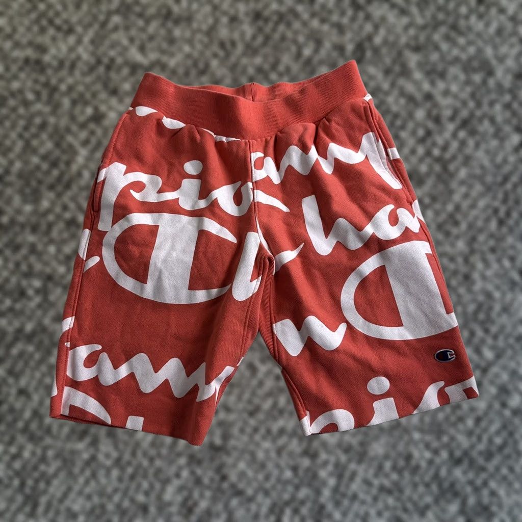 Champion VINTAGE Champion Life Reverse Weave Cut Off Shorts All Over Print Pink Small Men's Size US 29 - 1 Thumbnail