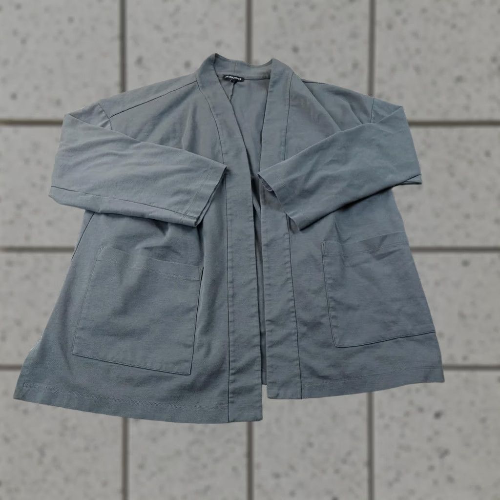 Eileen Fisher Eileen Fisher Cardigan Womens XL Gray Organic Cotton Kimono Open Front Top Size XL / US 12-14 / IT 48-50 - 1 Thumbnail