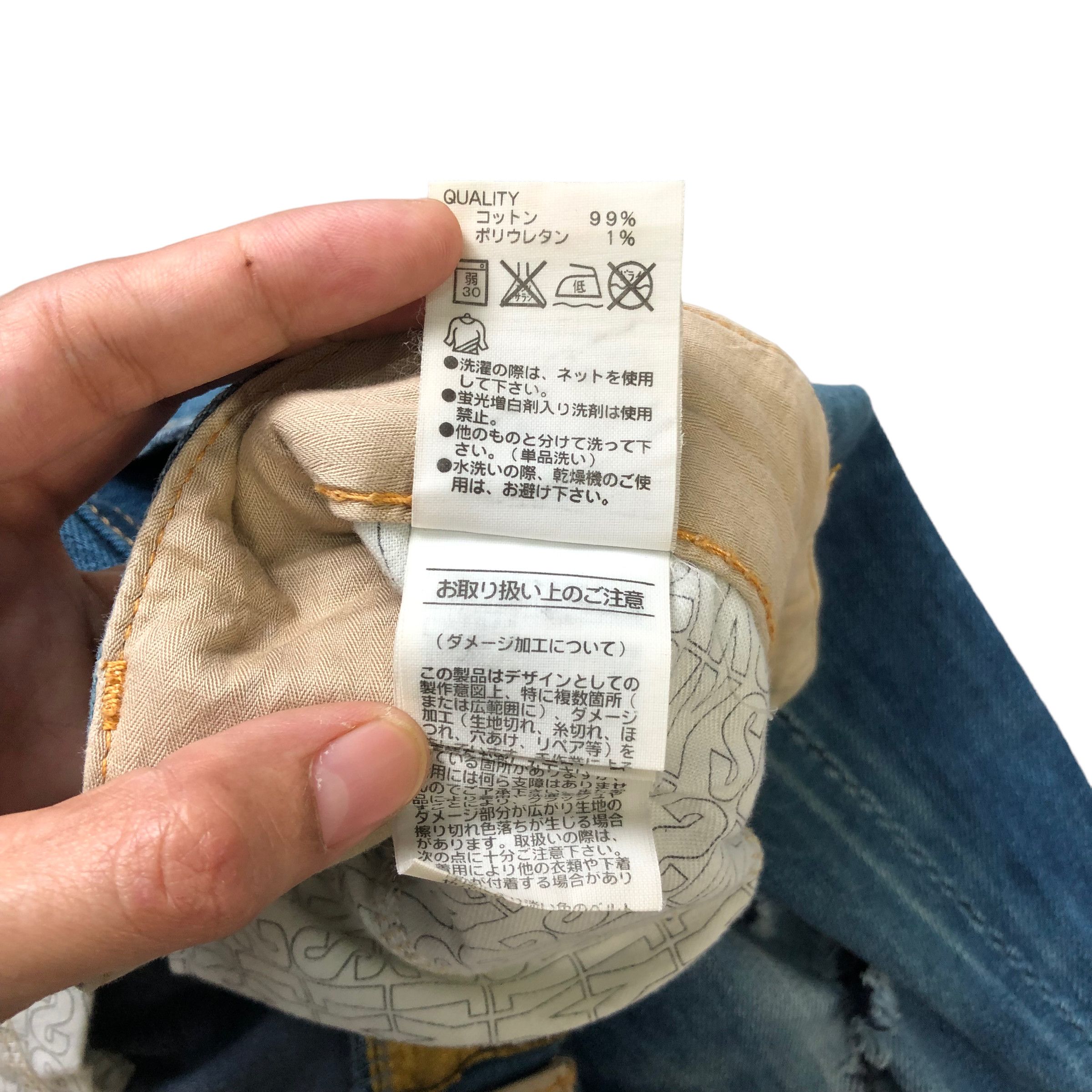 Japanese Brand TRASHED🔥 SLY JEANS COME ON IN LOW RISE DENIM PANT #7283-125 Size 31" - 13 Thumbnail