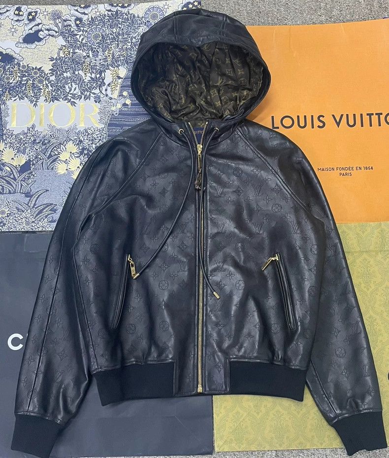 Louis Vuitton Louis Vuitton Black Logo Leather Hooded Jacket - dmc Size US XS / EU 42 / 0 - 1 Thumbnail