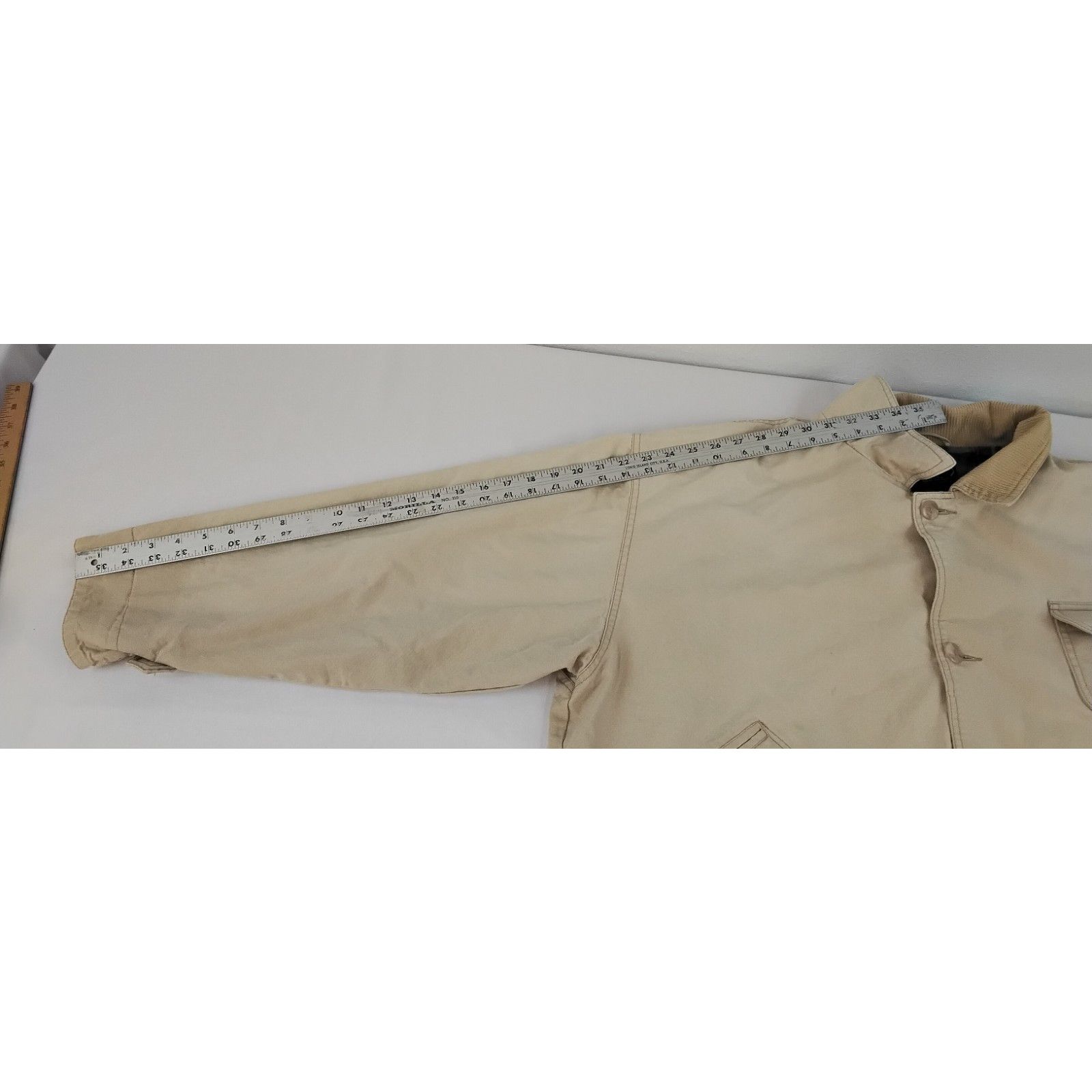 Izod Izod Chore Coat Men's XL Beige Corduroy Collar VTG Hong Kong Size XXL / US 16-18 / IT 52-54 - 13 Thumbnail