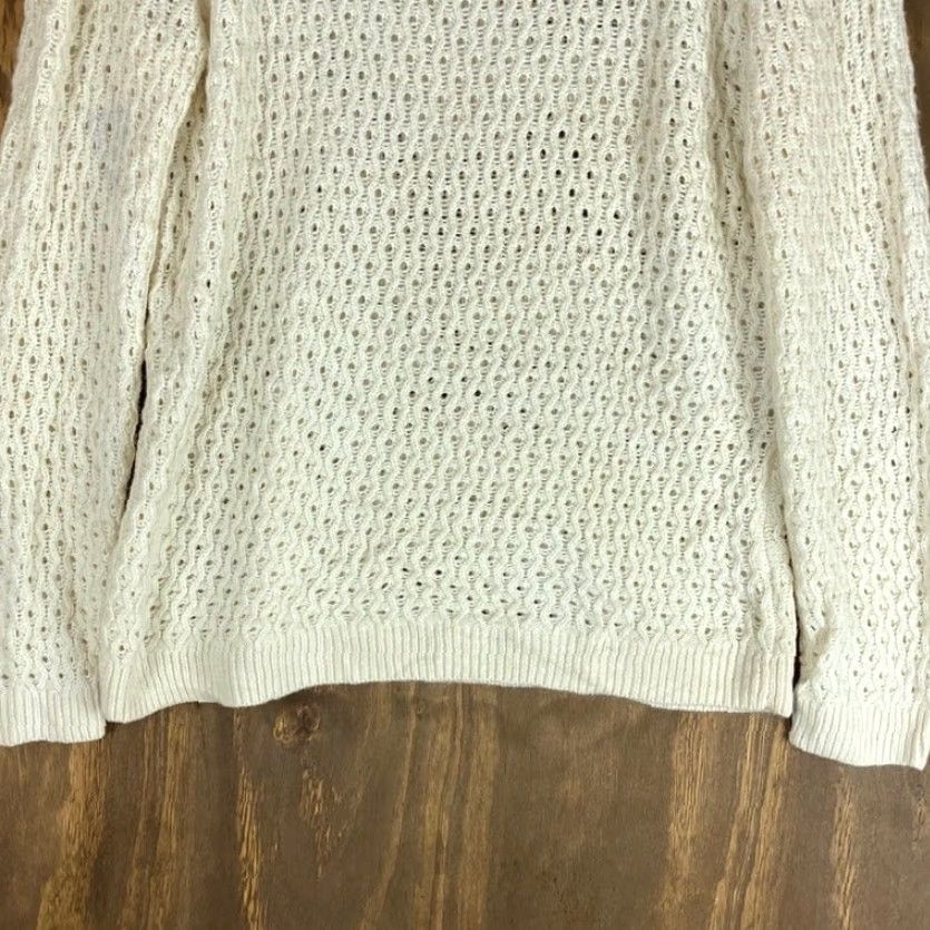 Talbots Talbots Sweater Cream Open Knit Long Sleeve M Women Casual Formal Travel Workwear Pullover Crew Neck Solid Knit Open-Knit Soft Stretch Size M / US 6-8 / IT 42-44 - 3 Thumbnail